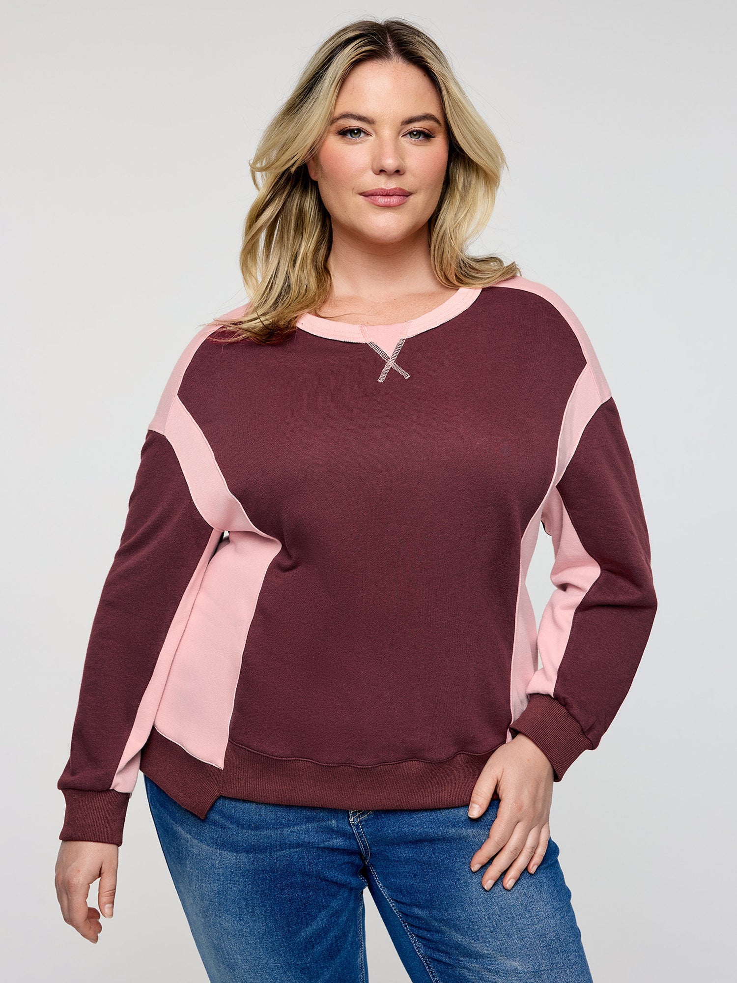 Color Contrast Relaxed-Fit Sweatshirt