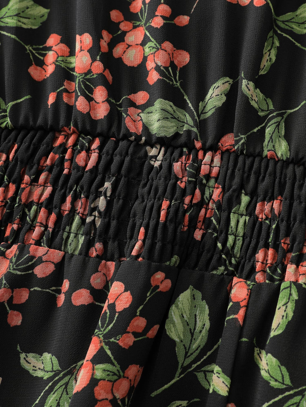 Chiffon Floral Ruffled Trim Pockets Midi Dress