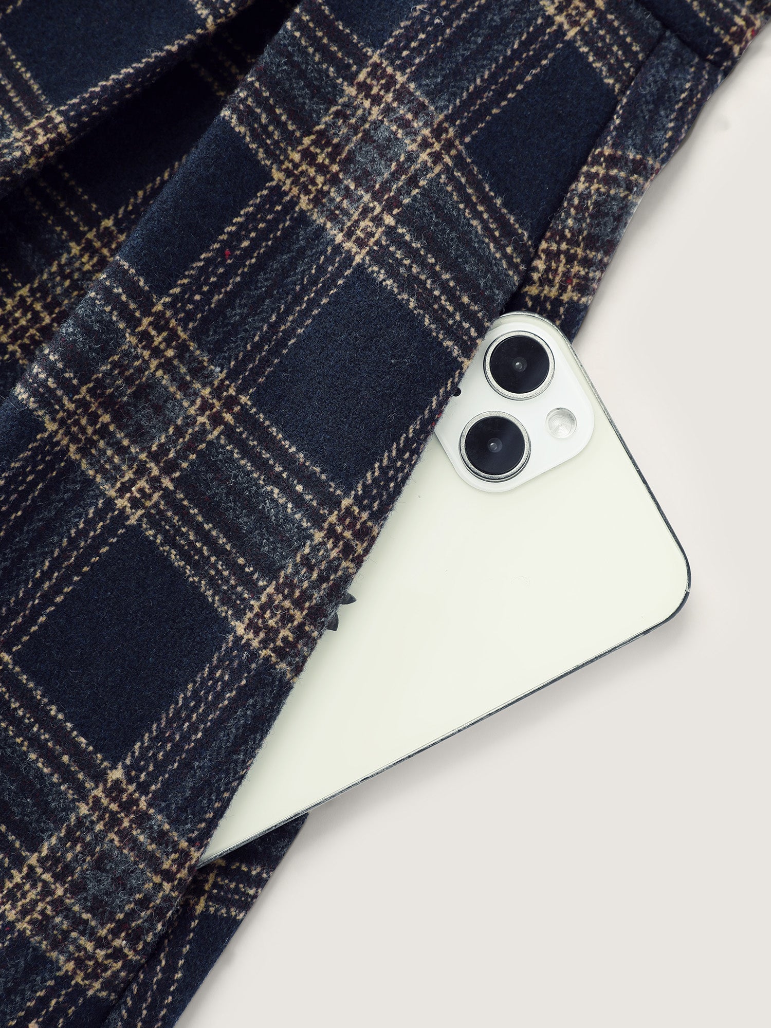 Checkered Pleated Pocket Midi Dress