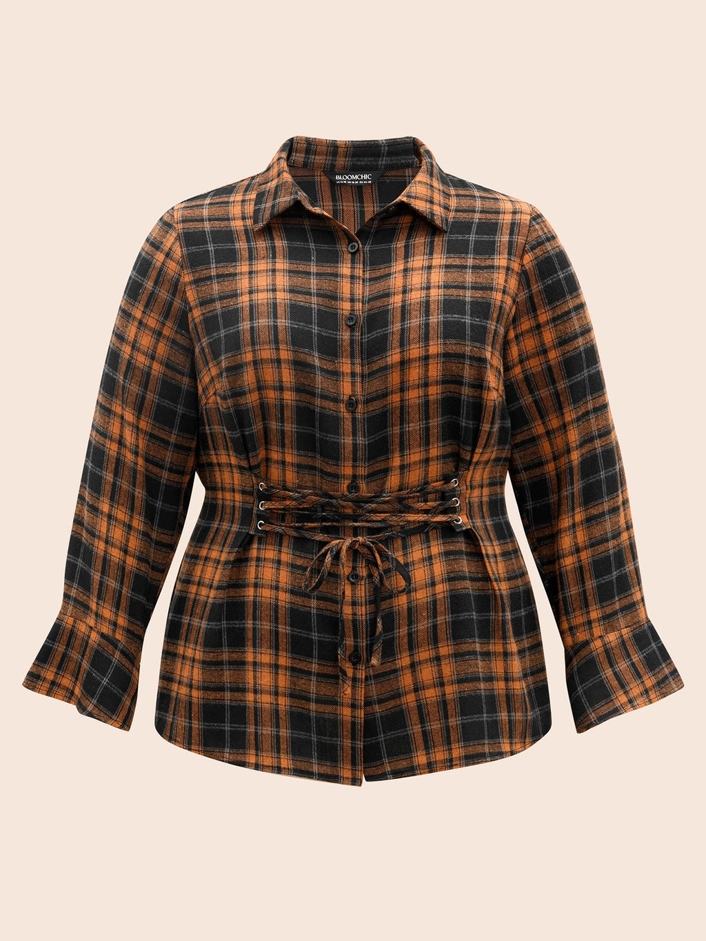 Corset Plaid Waist-Cinching Blouse