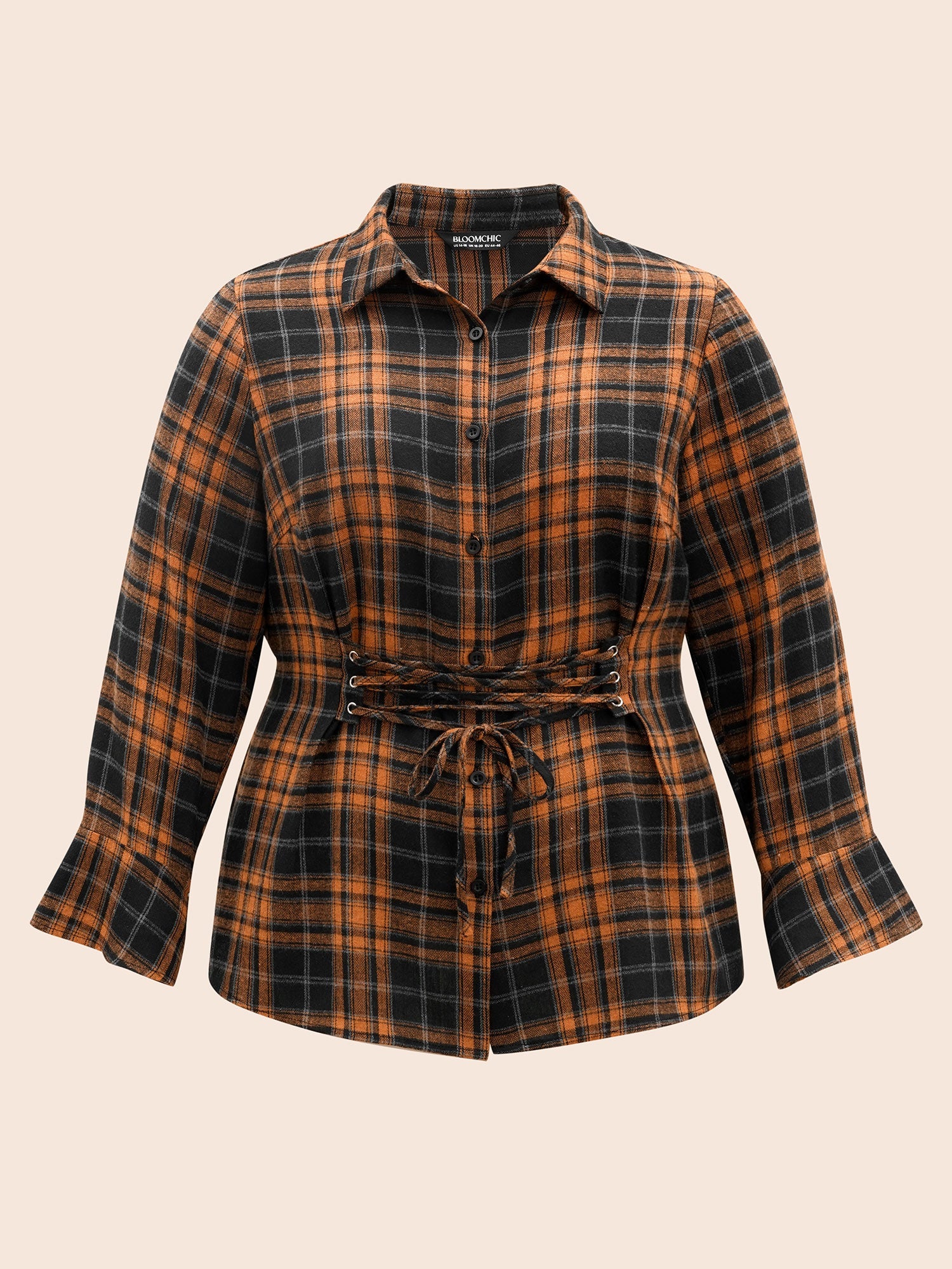 Corset Plaid Waist-Cinching Blouse
