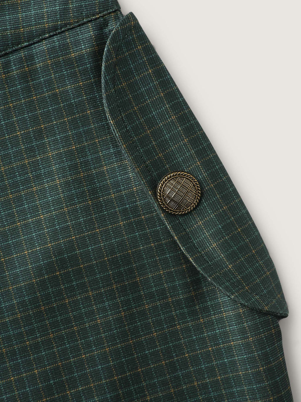 Checkered Buckles Straight-Leg Pants