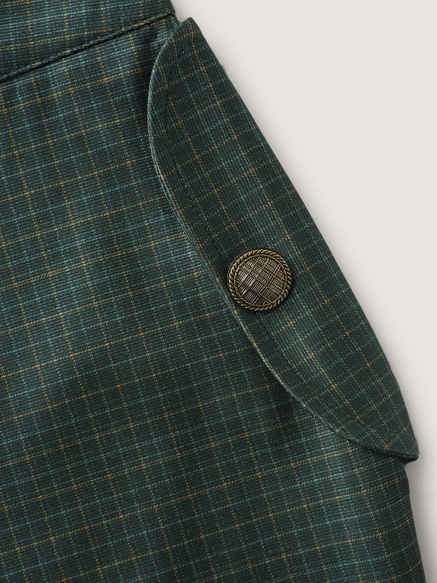 Checkered Buckles Straight-Leg Pants