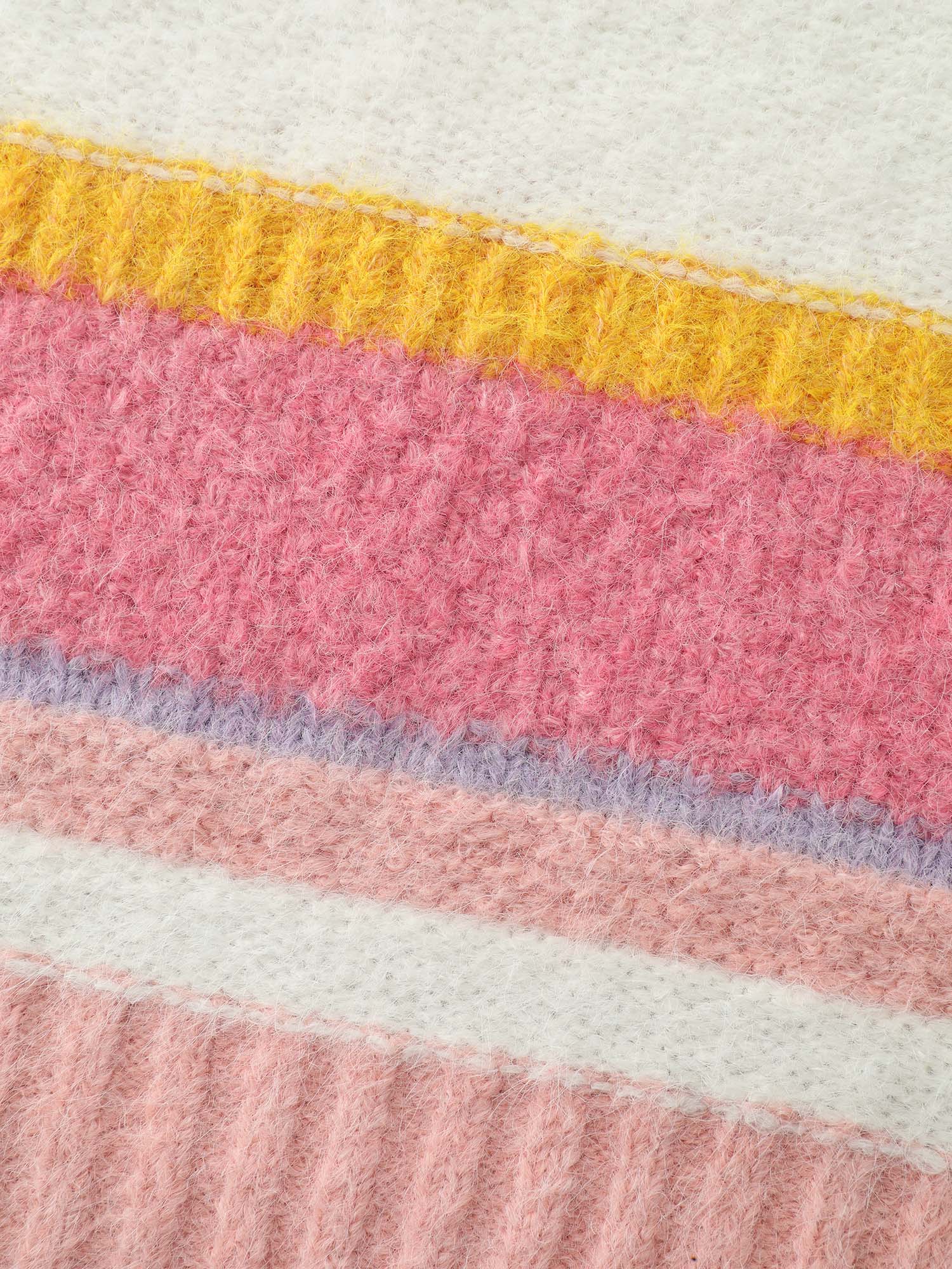 Colorblock Textured Ribbed Hem Pullover