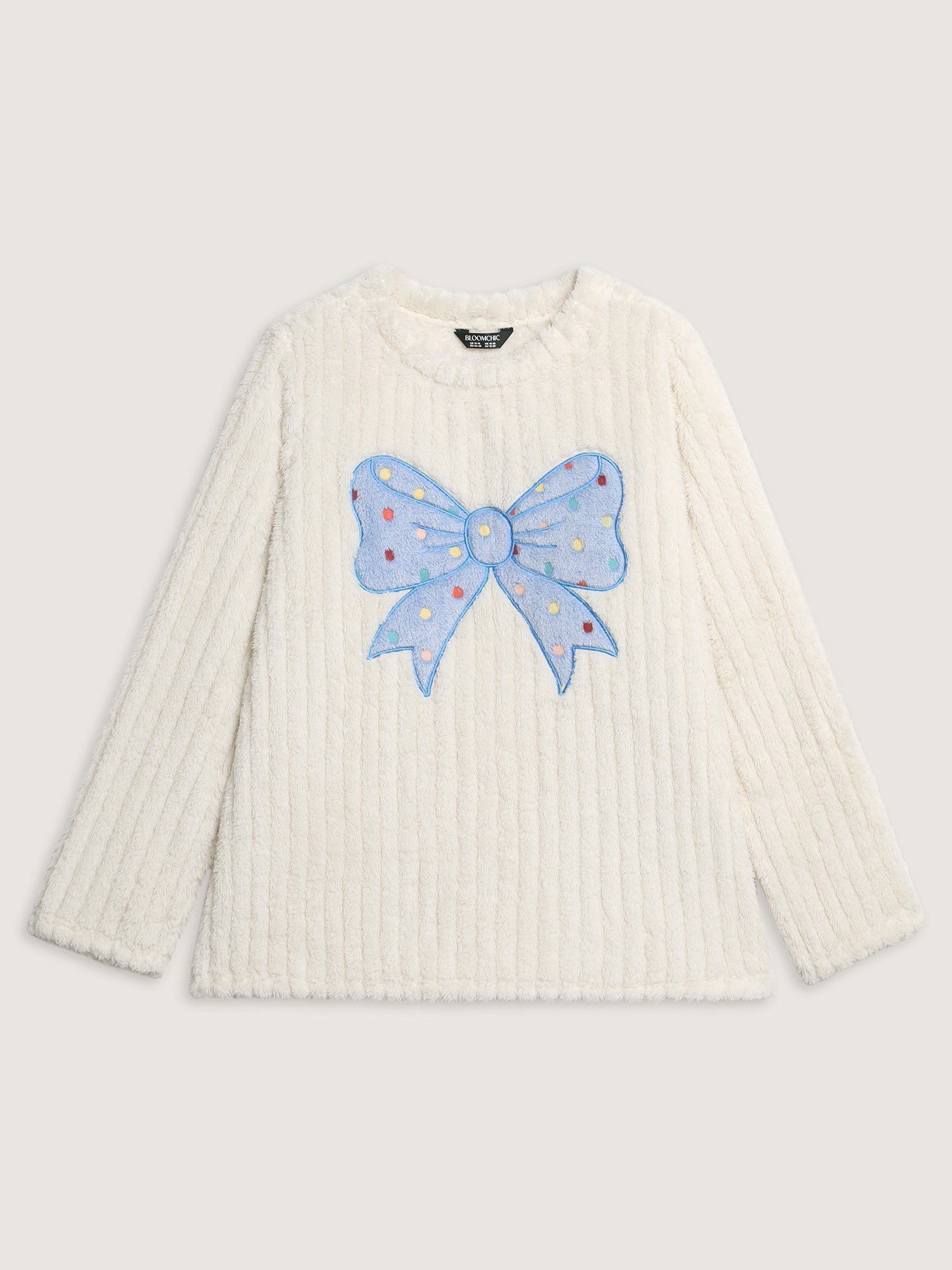 Bow Beautiful Applique Embroidery Lounge Top