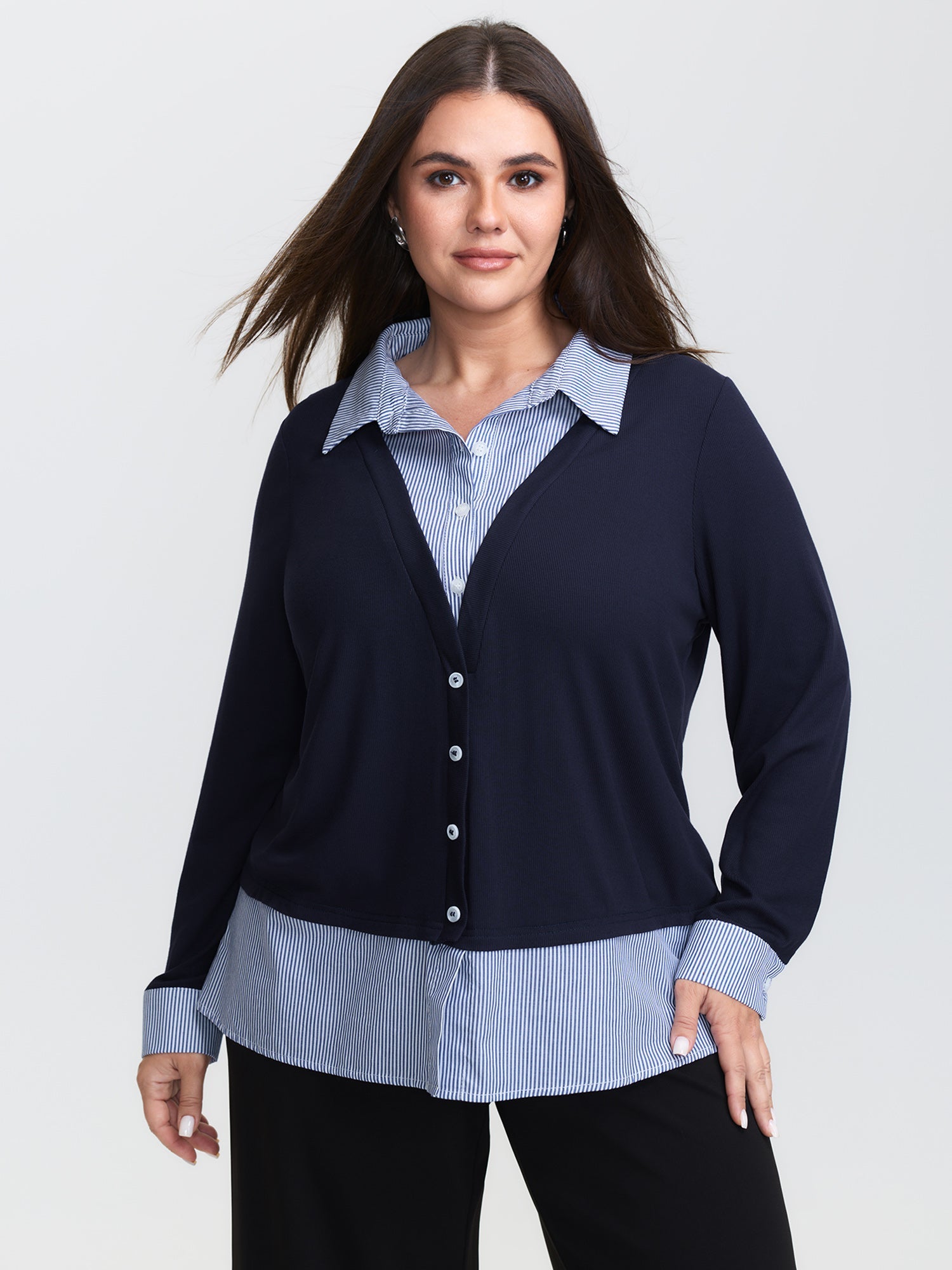 2-in-1 Color Contrast Woven T-Shirt