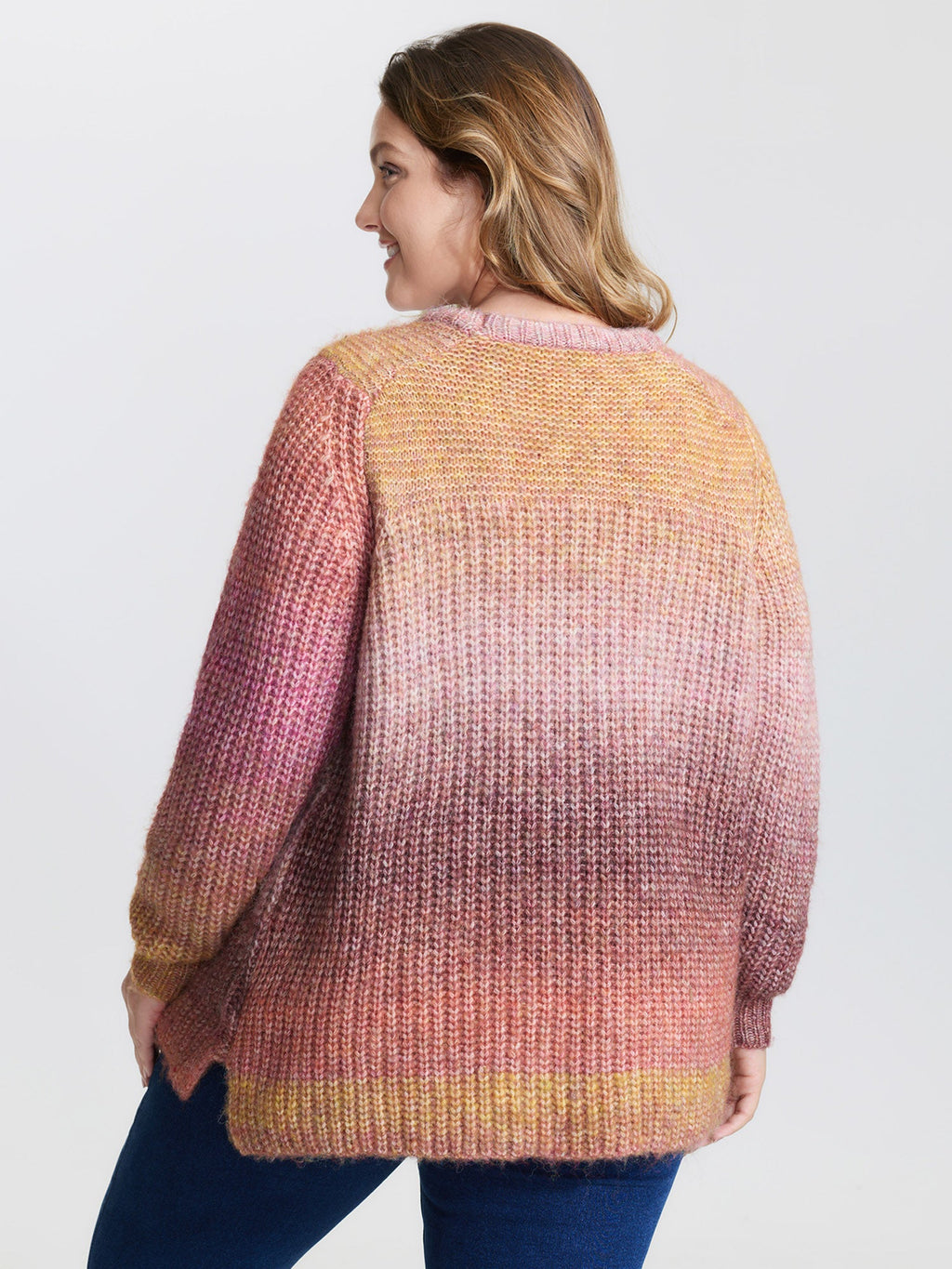 Color Gradient Textured Stretchy Pullover