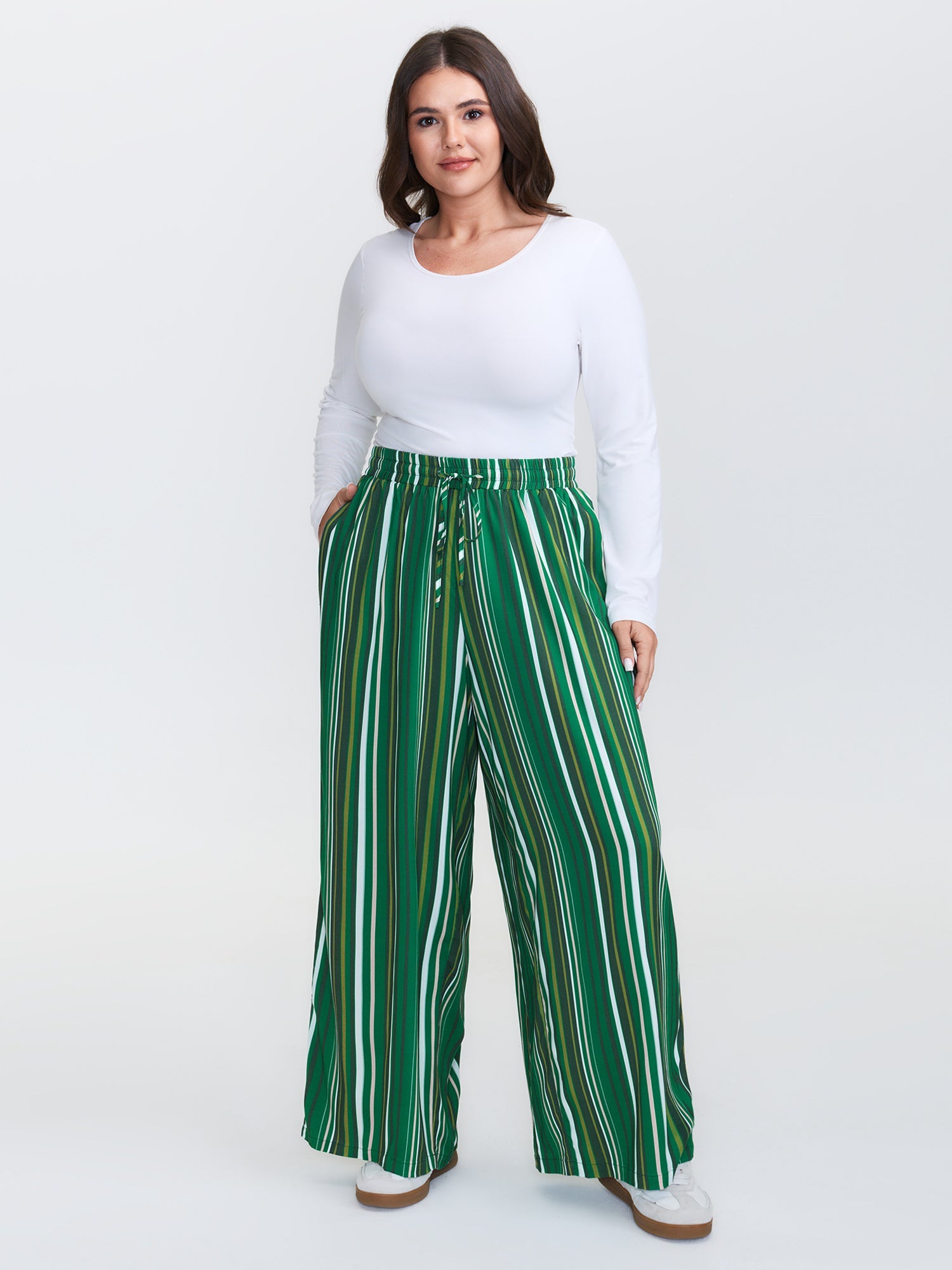 Colorful Stripes Drawstring Waist Pants
