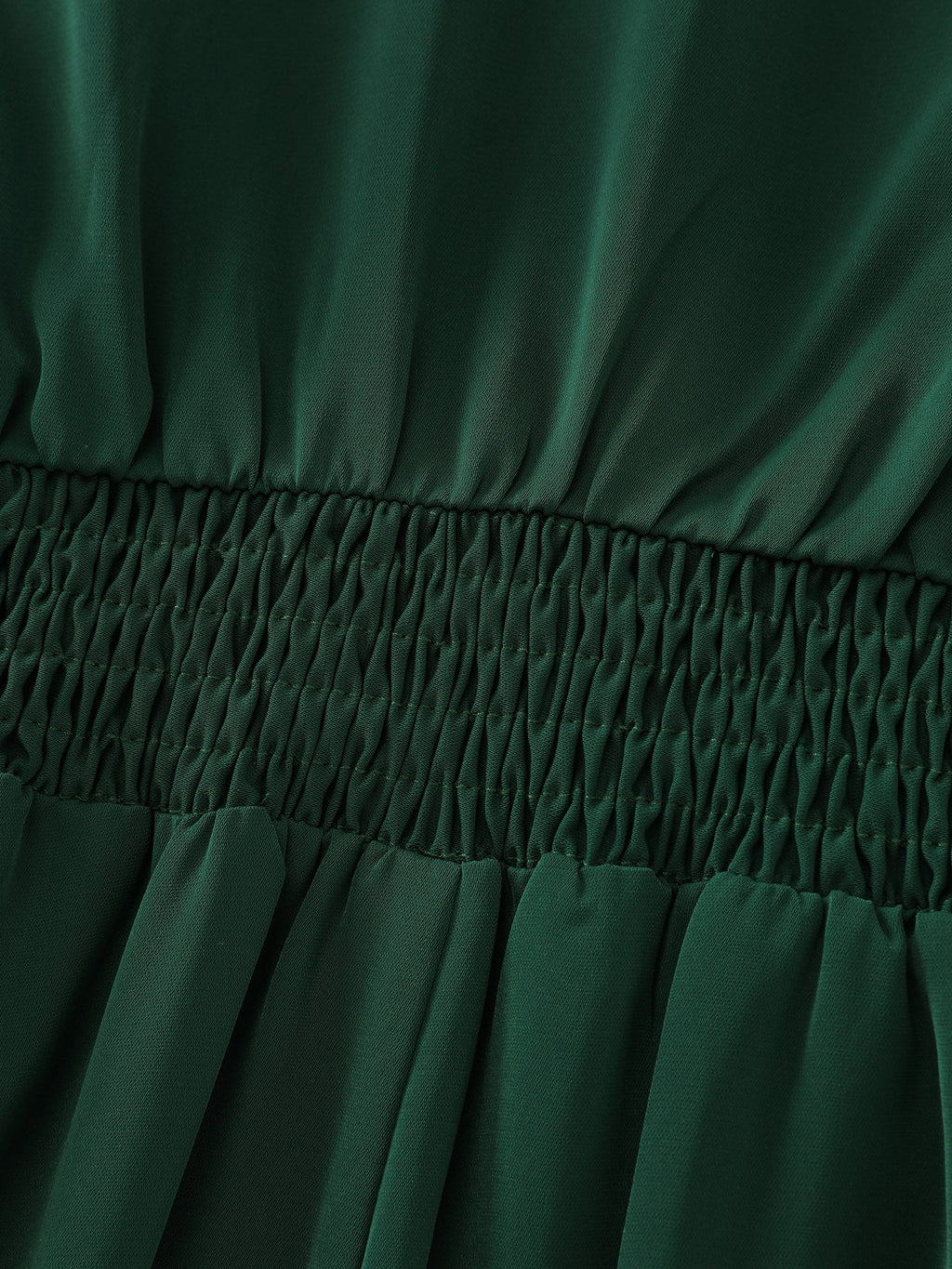 Cinched-Tie Waist Shirred Midi Dress