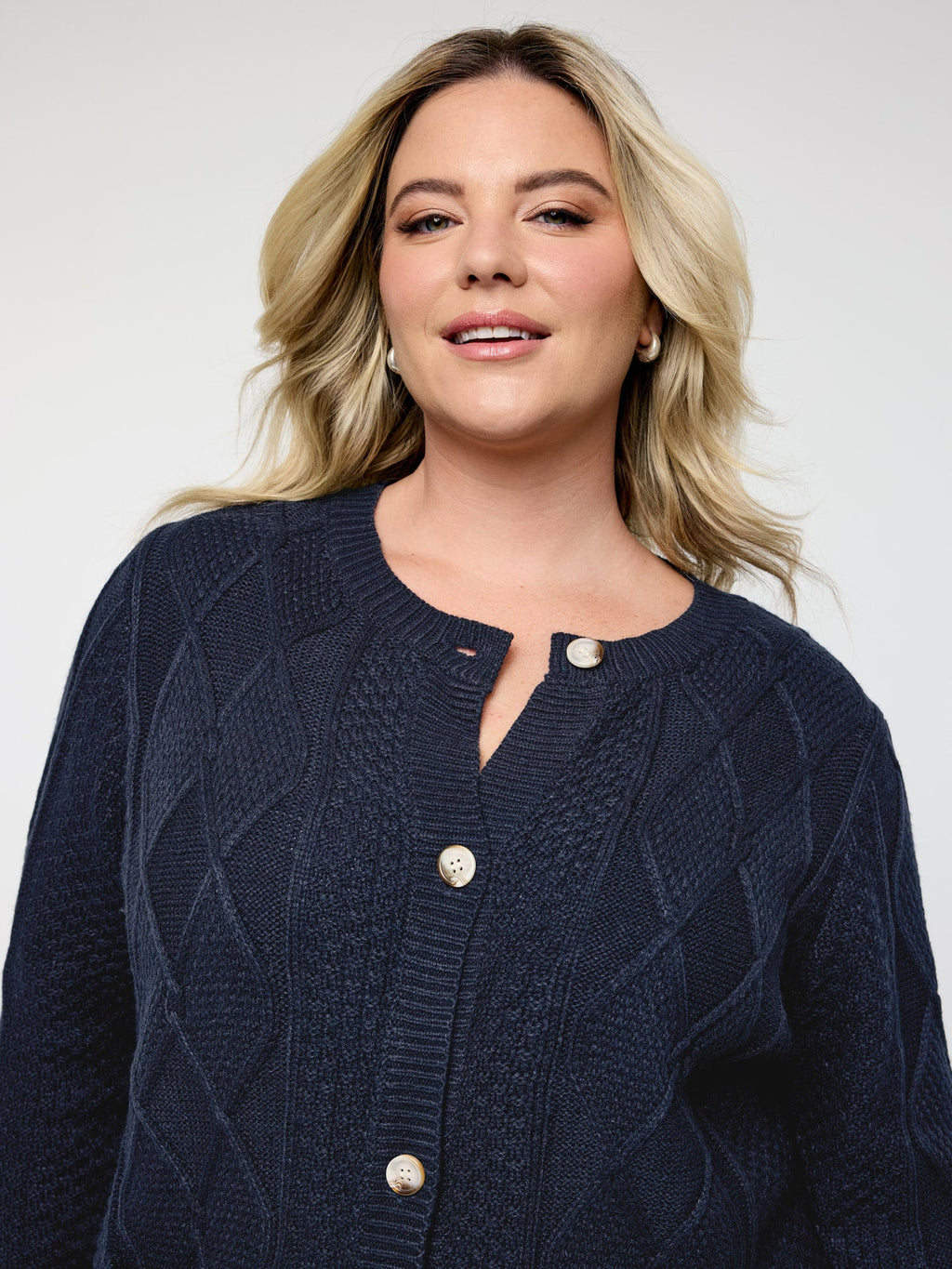 Cable Knit Button Pockets Cardigan