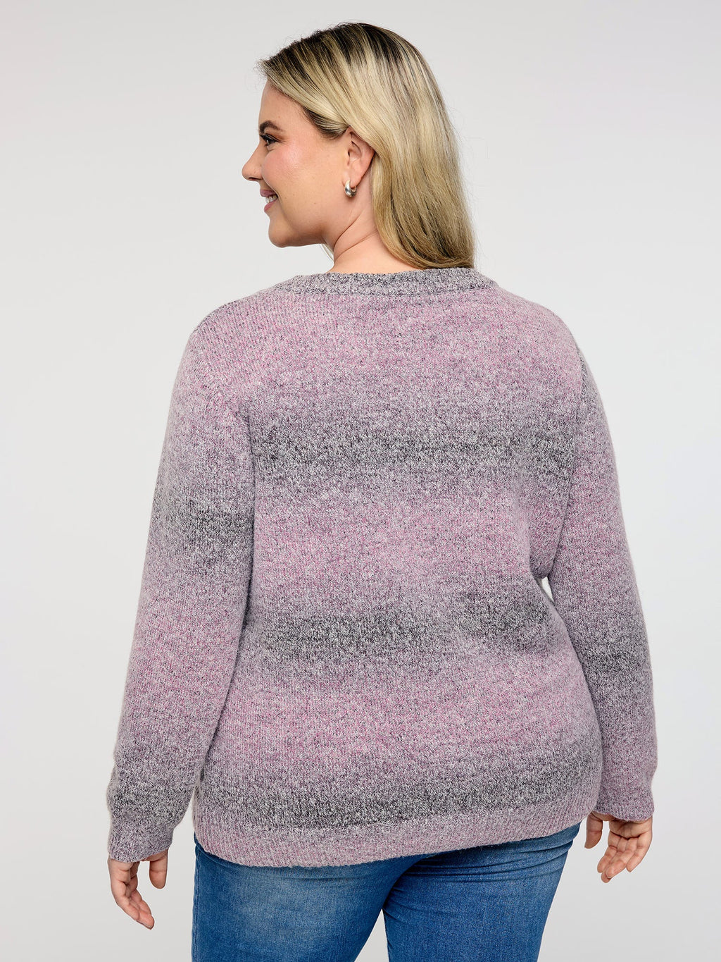 Color Gradient Buttons Knit Cardigan