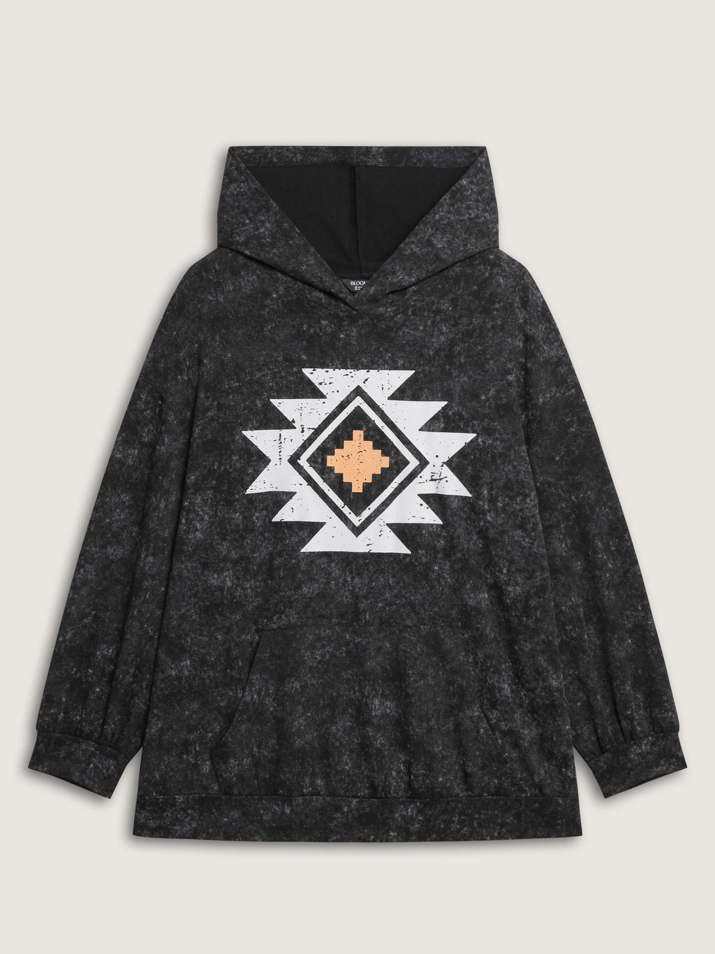 Boho Pattern Pockets Textured Hoodie