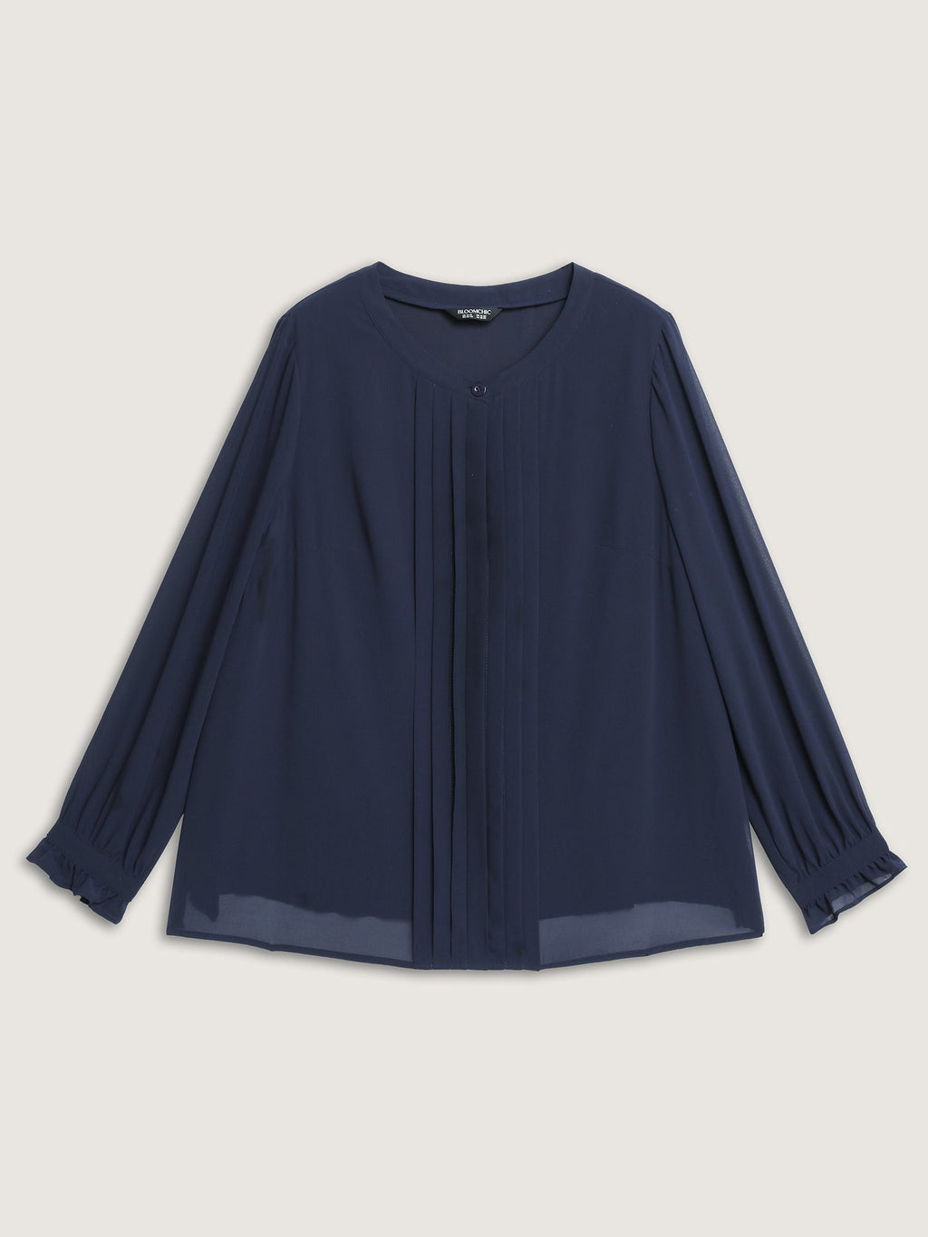 Chiffon Pleated Round Neck Blouse