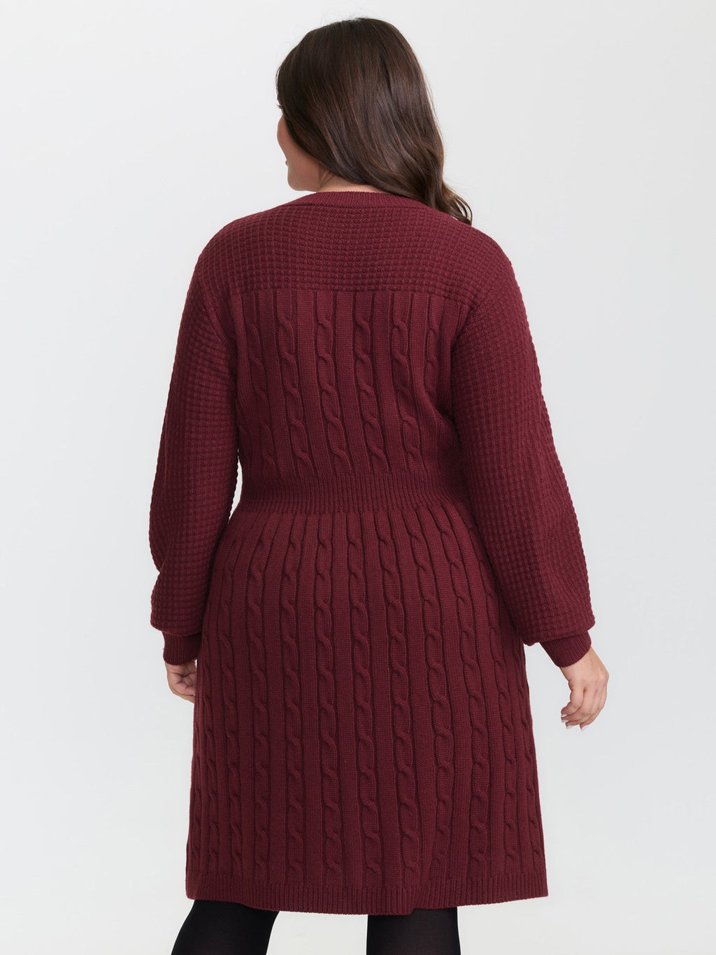 Cable Knit Textured Cut-Out Sweater Dress