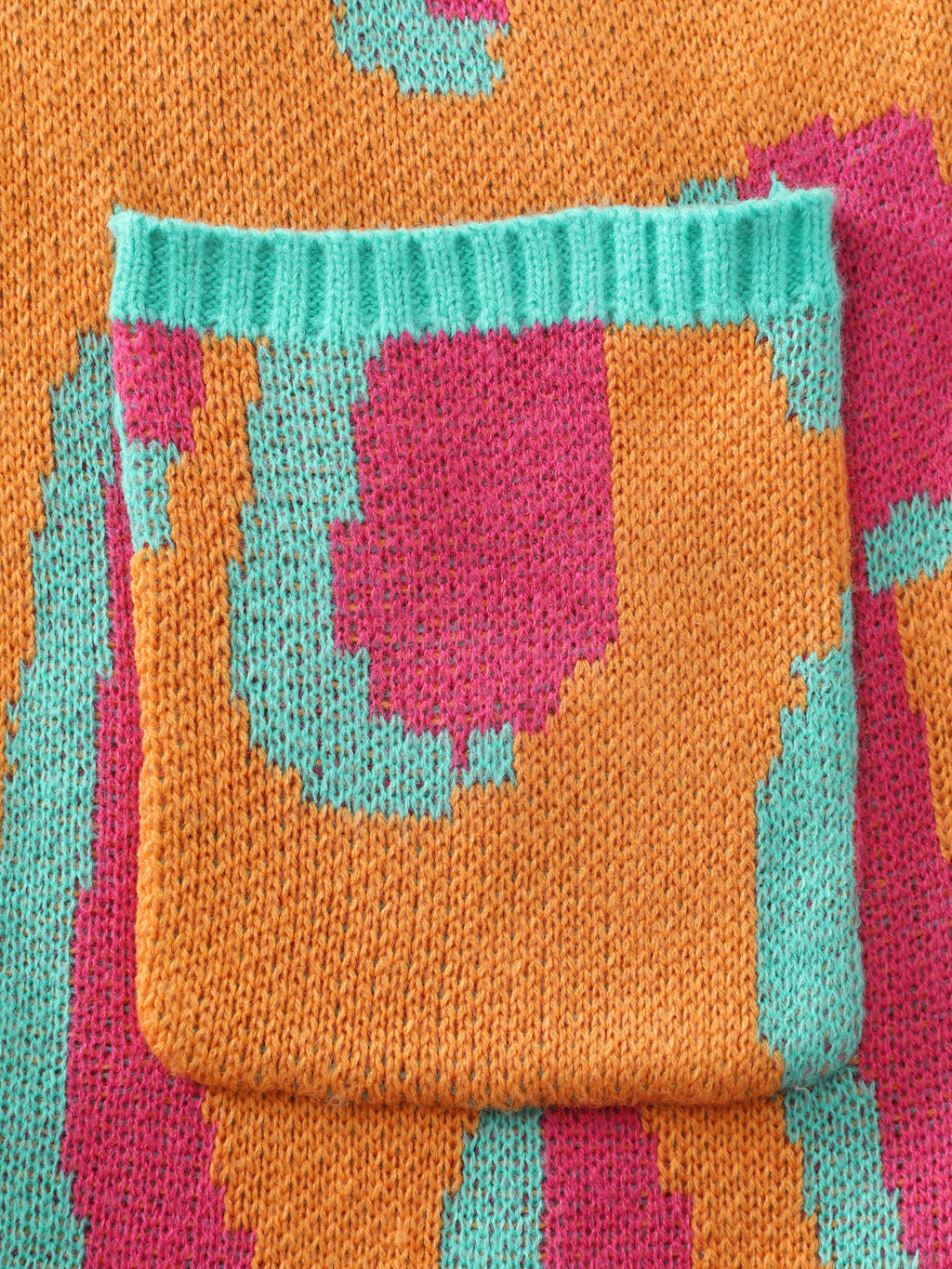 Colorful Leopard Button Pockets Knit Cardigan