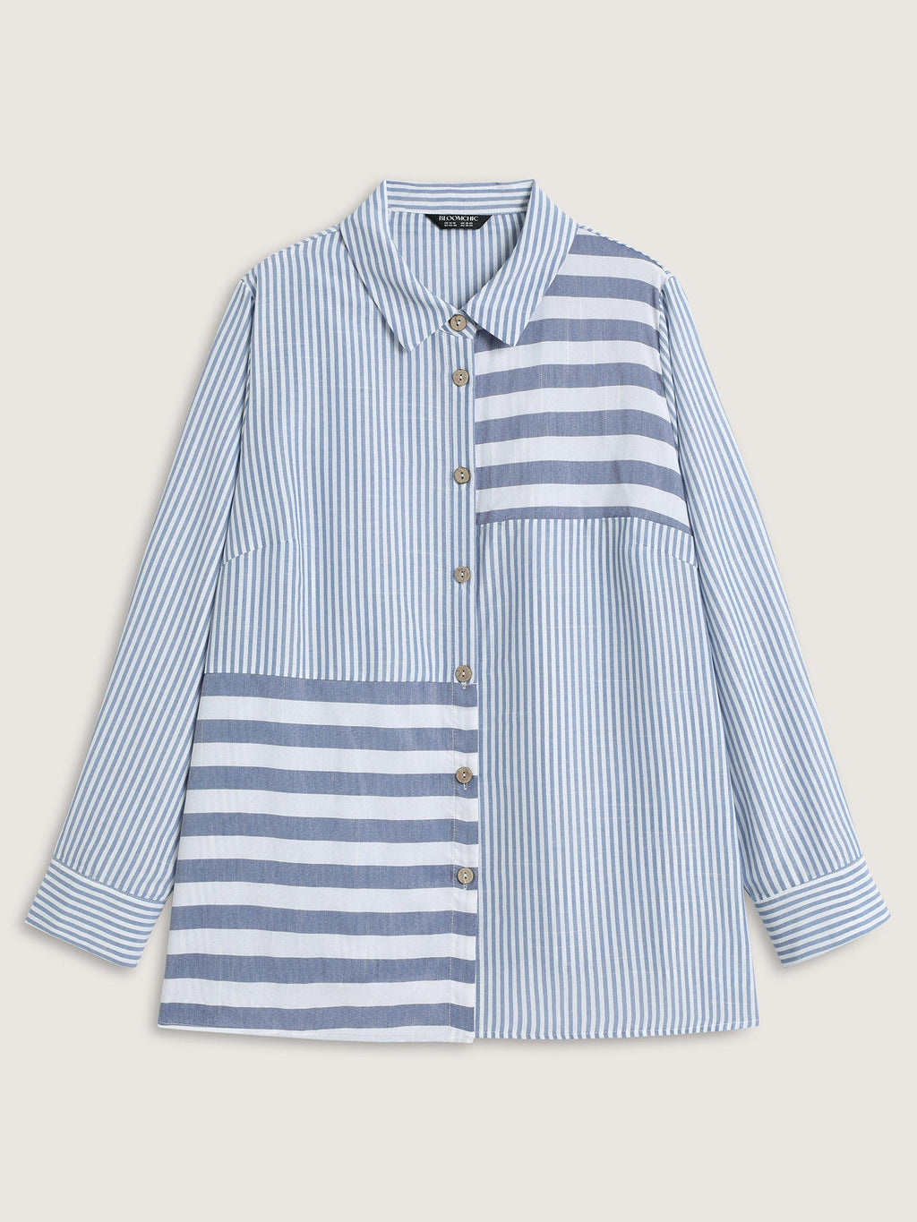 Asymmetrical Stripes Button-Down Shirt