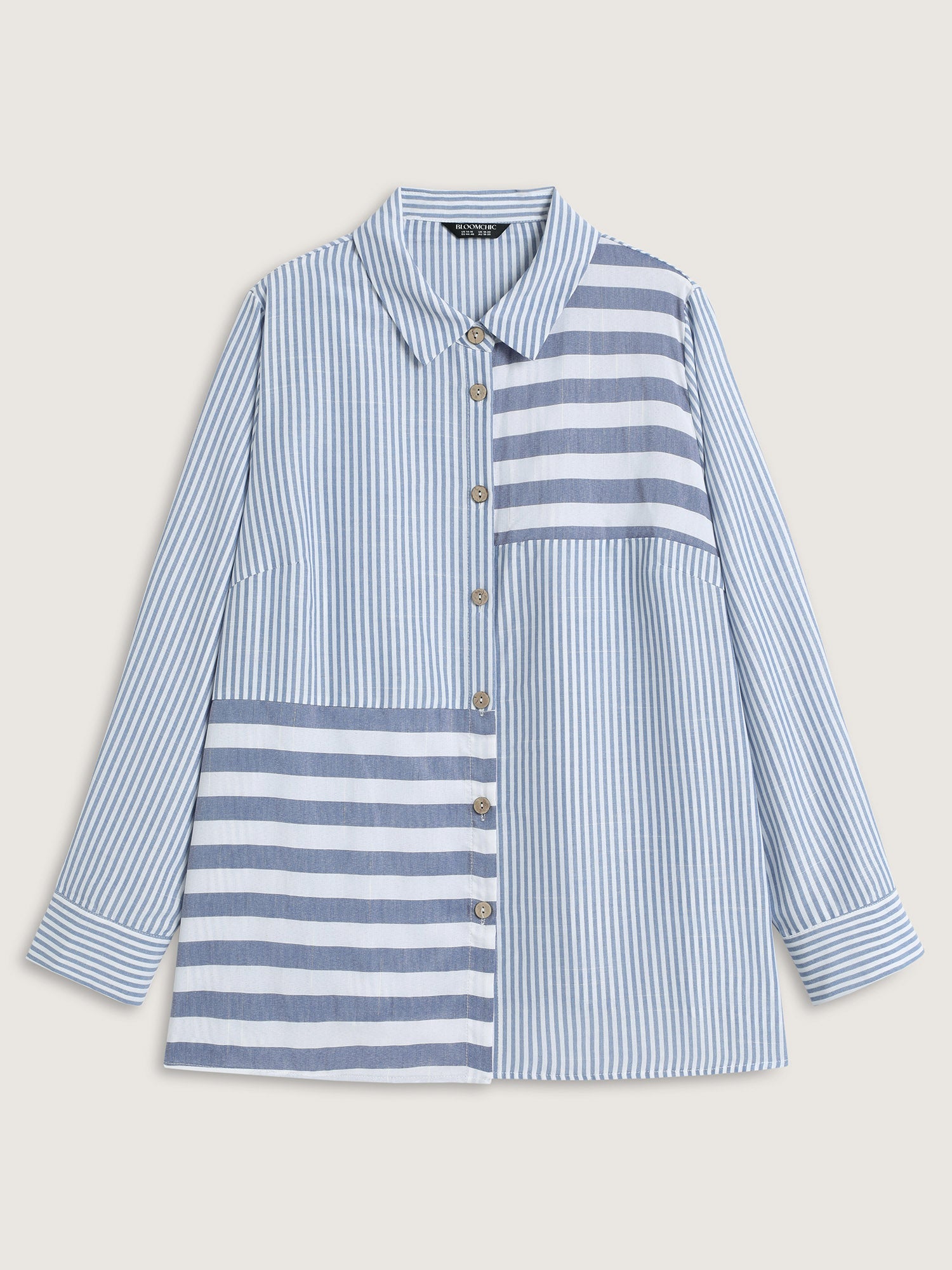 Asymmetrical Stripes Button-Down Shirt