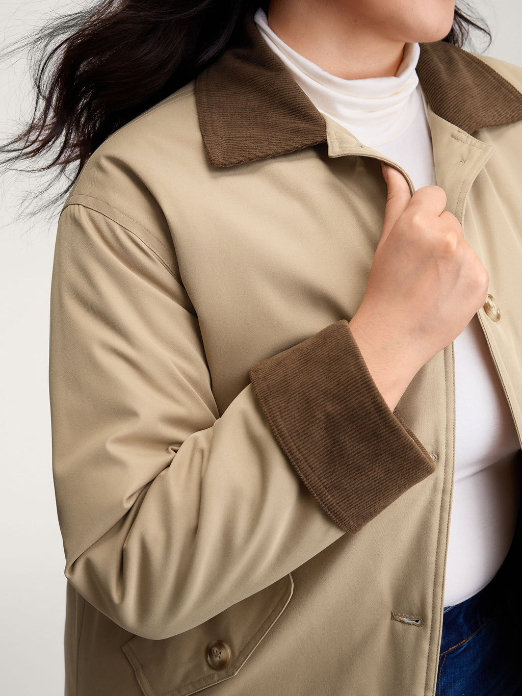 Color Contrast Button Quilted Jacket