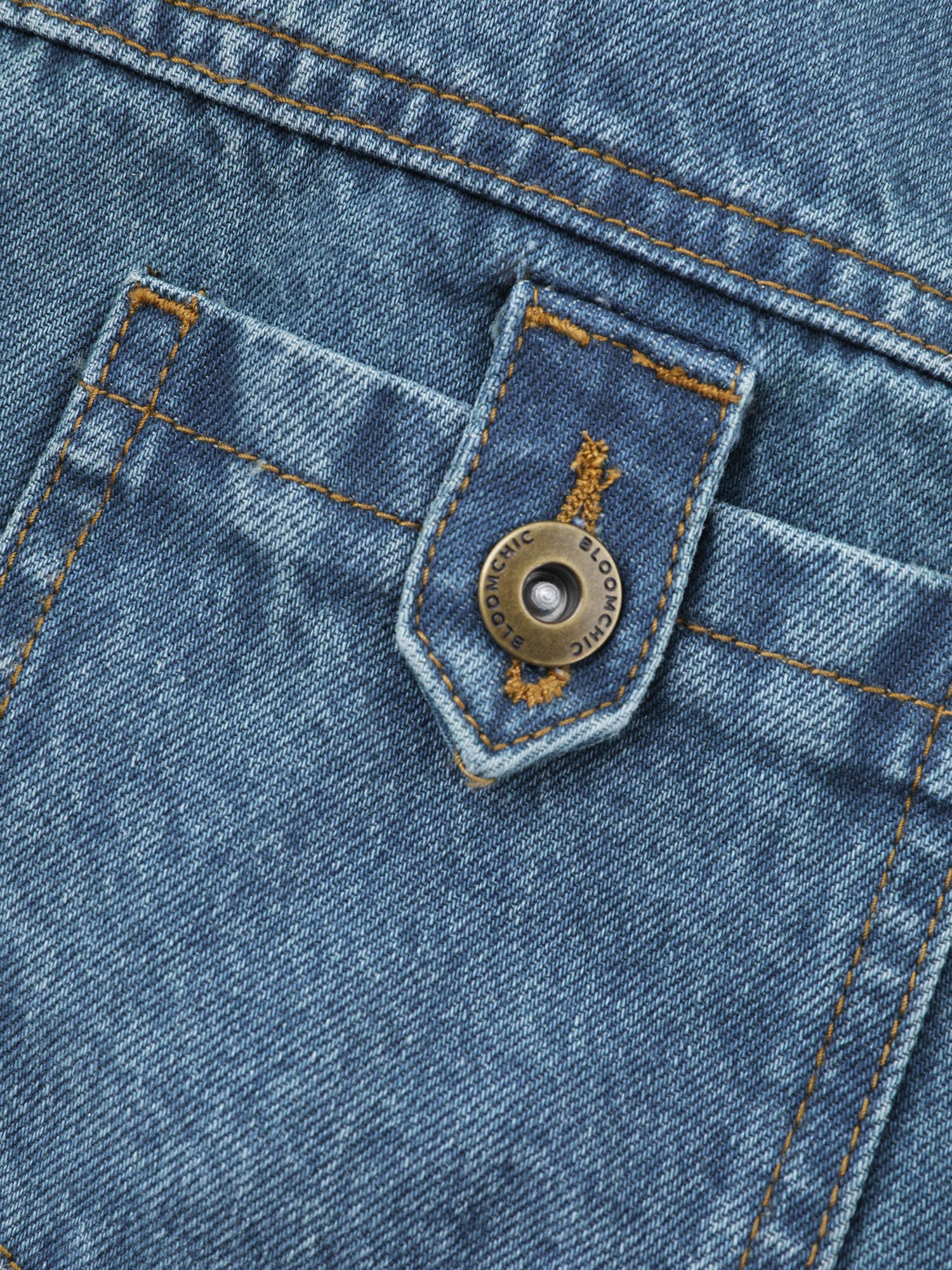 Adjustable Waist Drawstring Denim Jacket