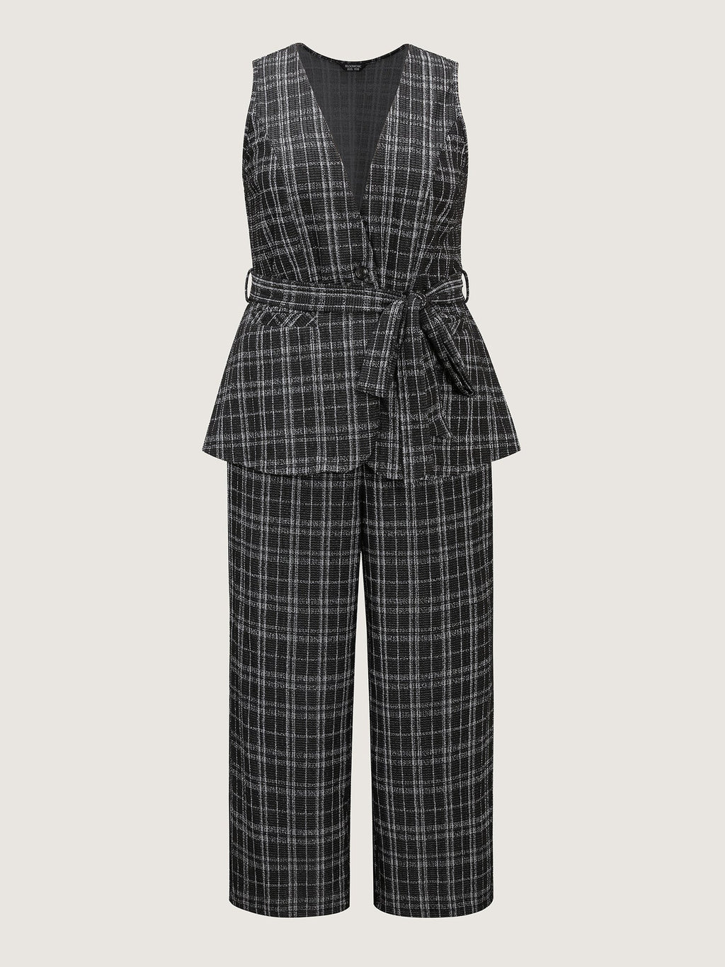 2-in-1 Stretchy Tweed Jumpsuit