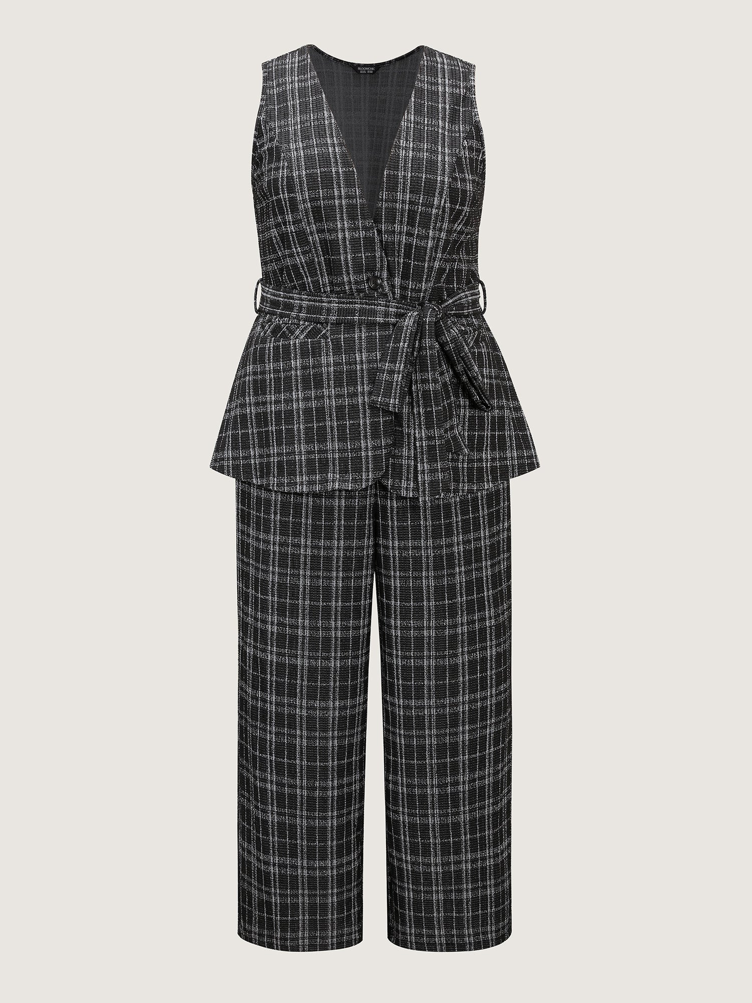 2-in-1 Stretchy Tweed Jumpsuit