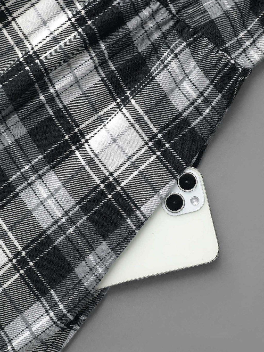 Crew Neck Gingham Pocket Dress