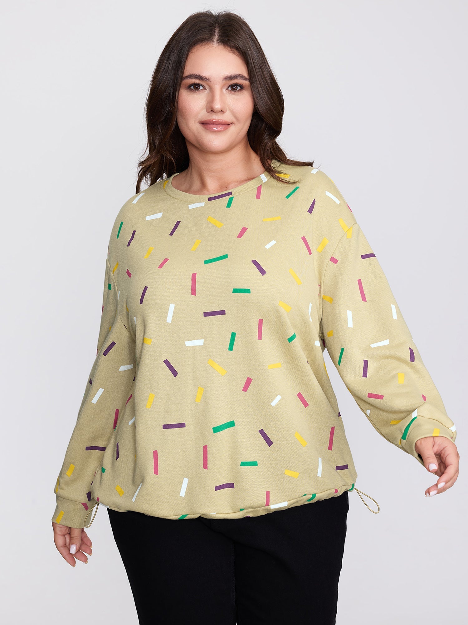 Colorful Confetti Print Round Neck Sweatshirt