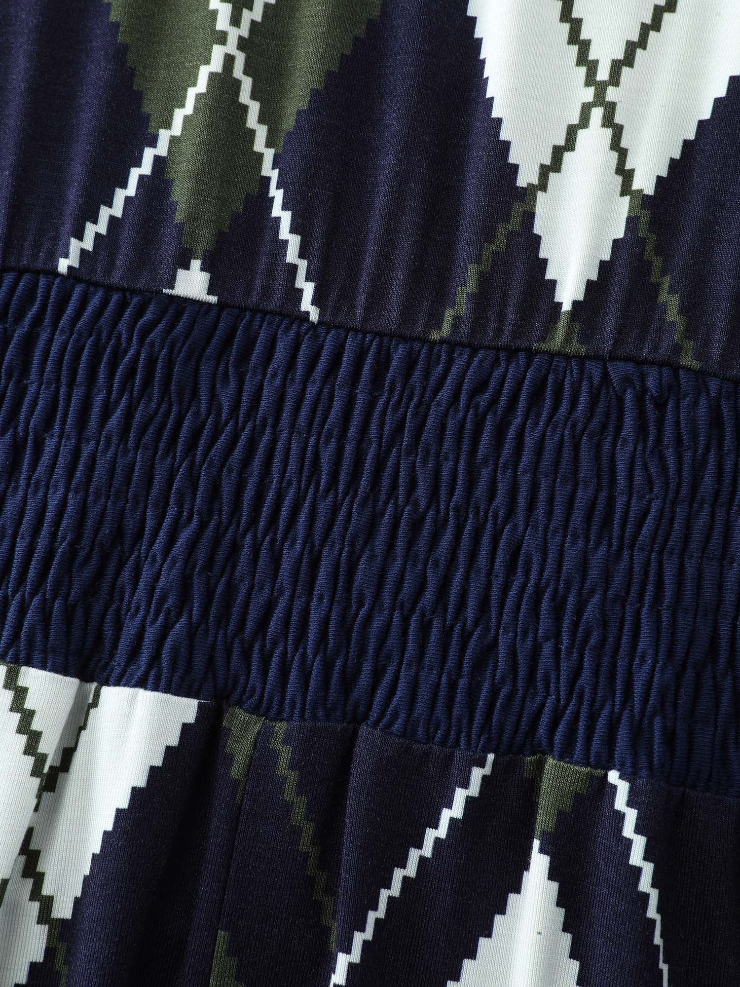 Cable Knit Geometric Print Midi Dress