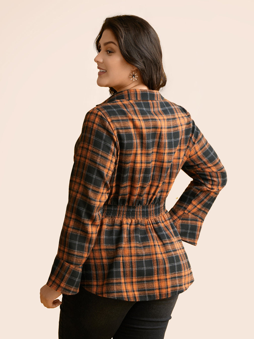 Corset Plaid Waist-Cinching Blouse