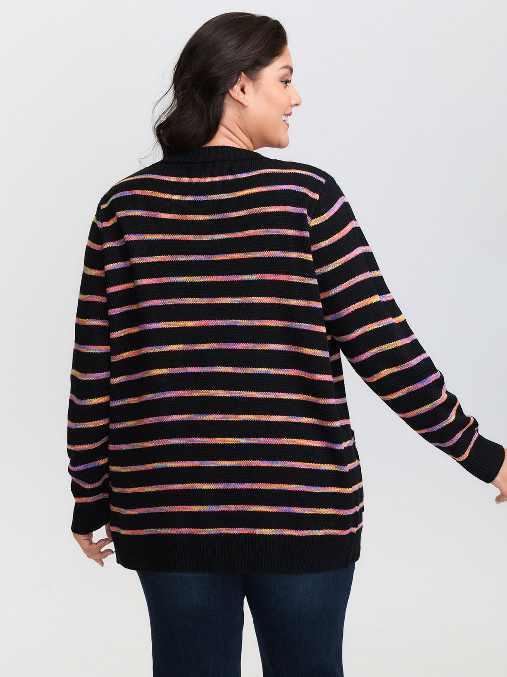 Color Gradient Heather Pockets Knit Cardigan