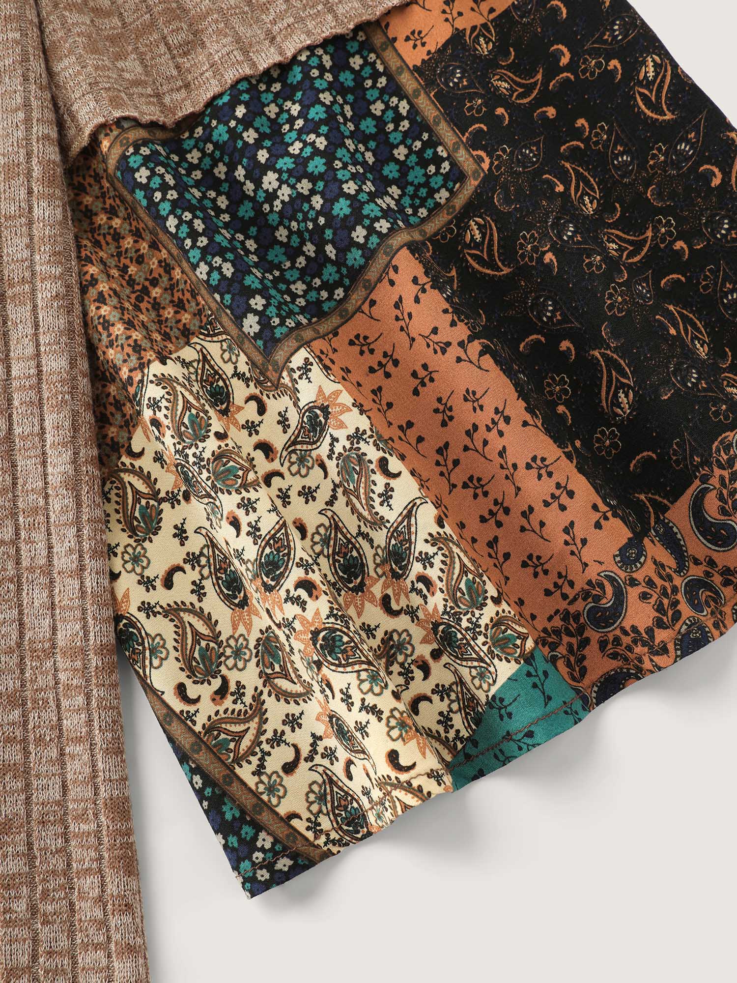 Colorblock Floral Spliced T-Shirt