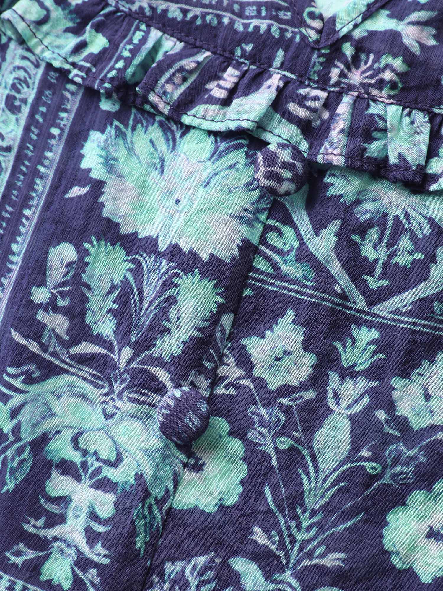 Chiffon Floral Collage Ruffled Blouse