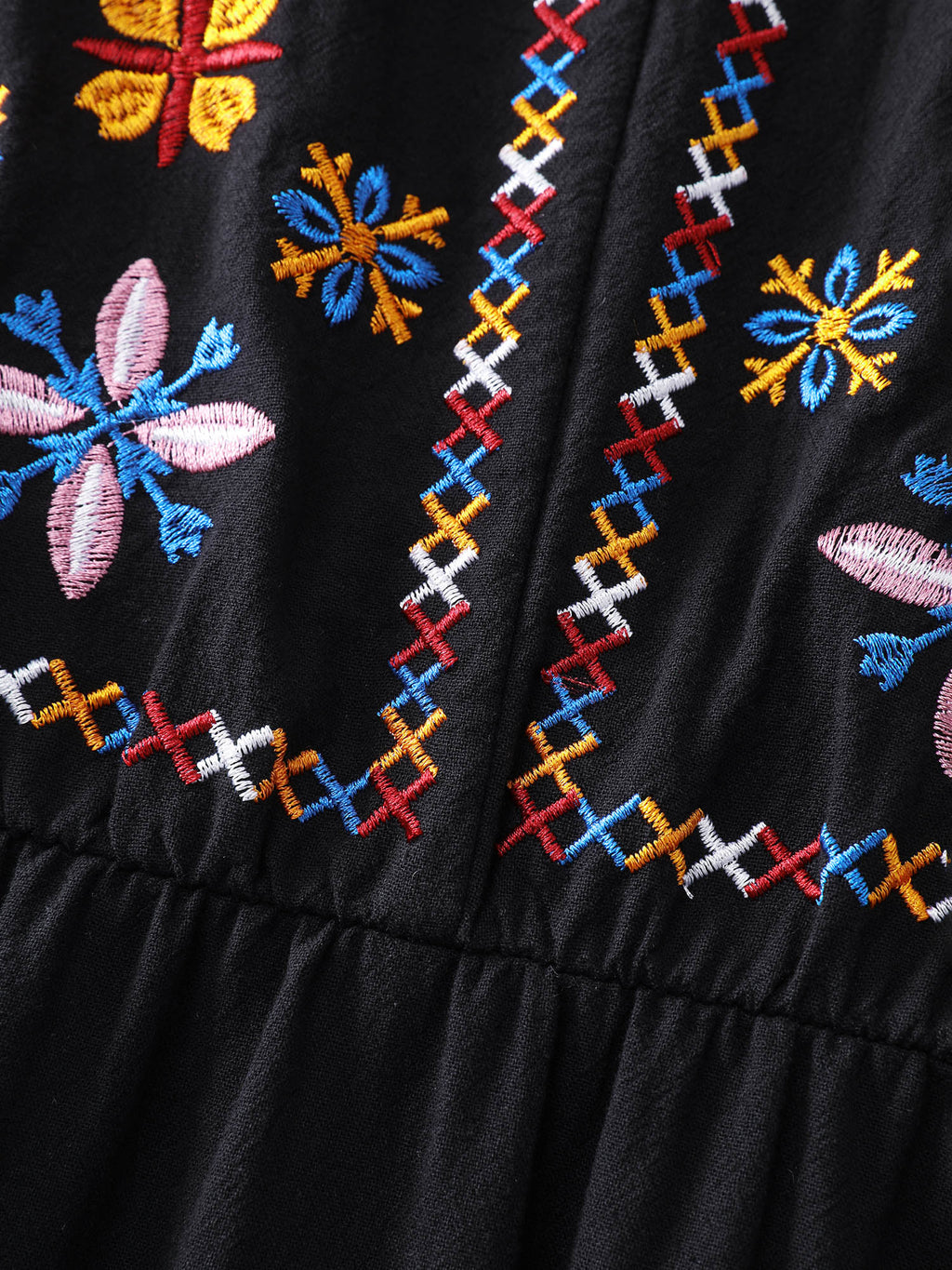 Cotton Embroidered High-Waist Midi Dress