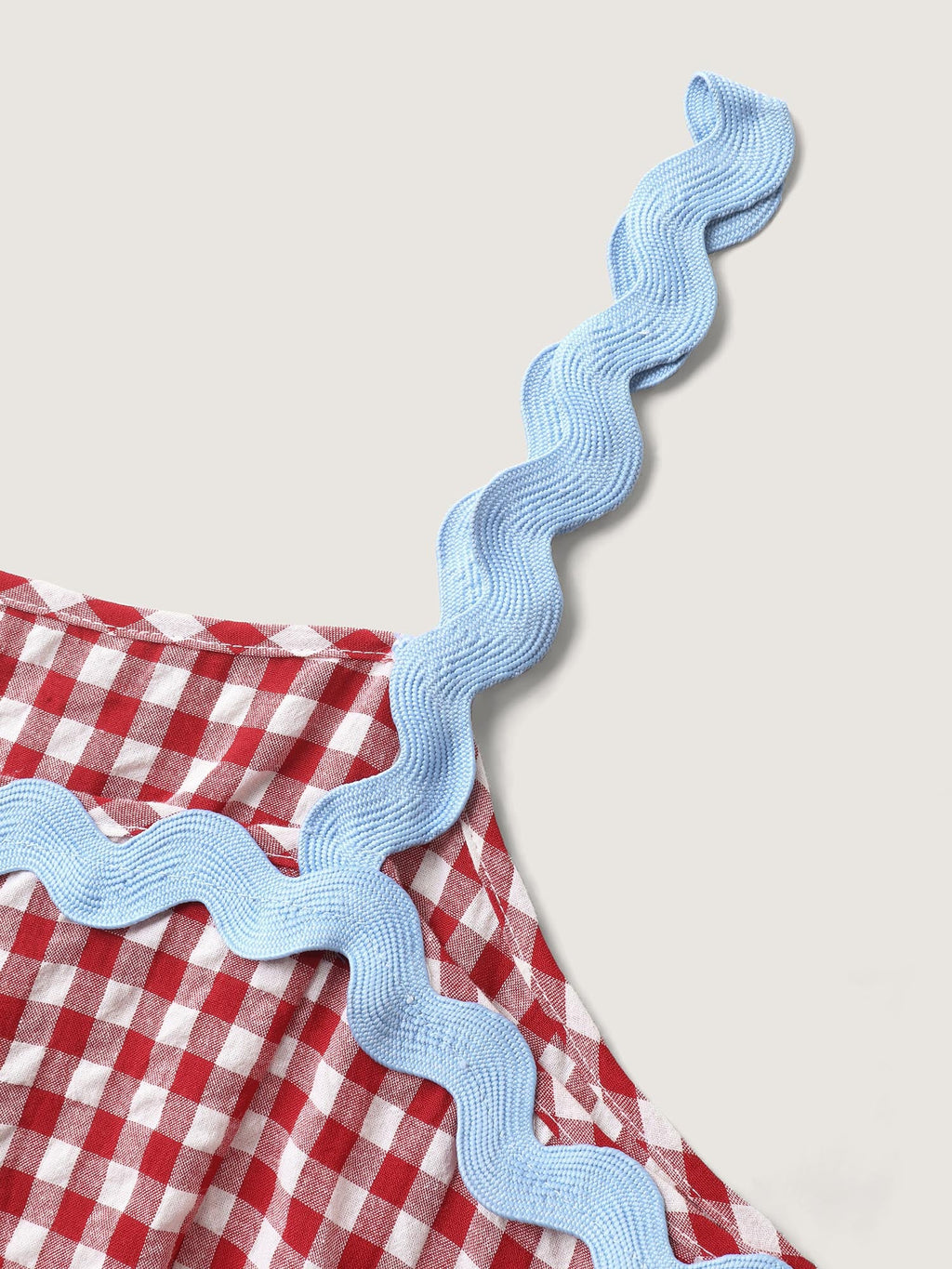 Cotton Sweet Gingham Print Stretchy Waist Midi Dress