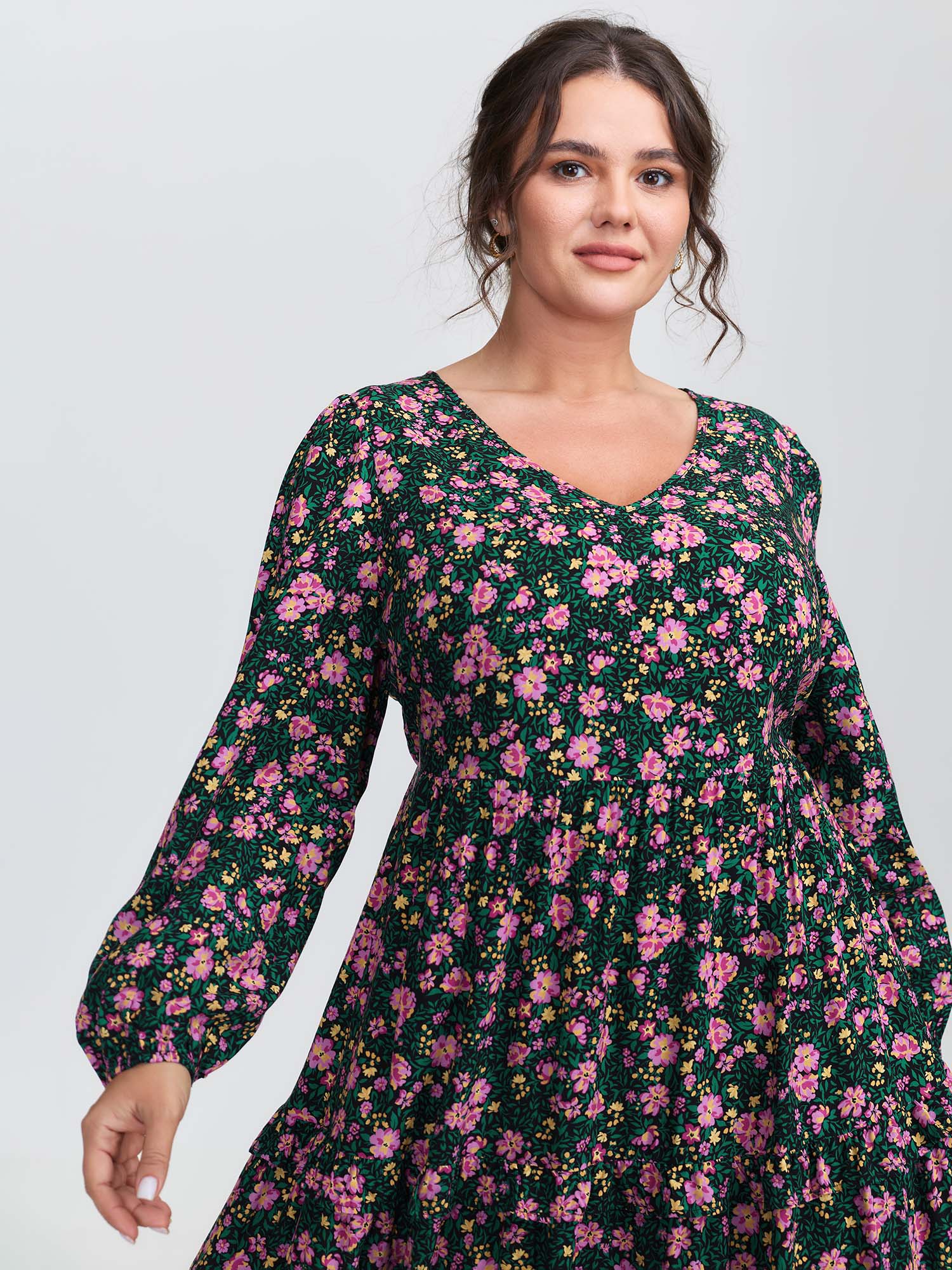 Floral Print Ruffled Tiered Maxi Dress