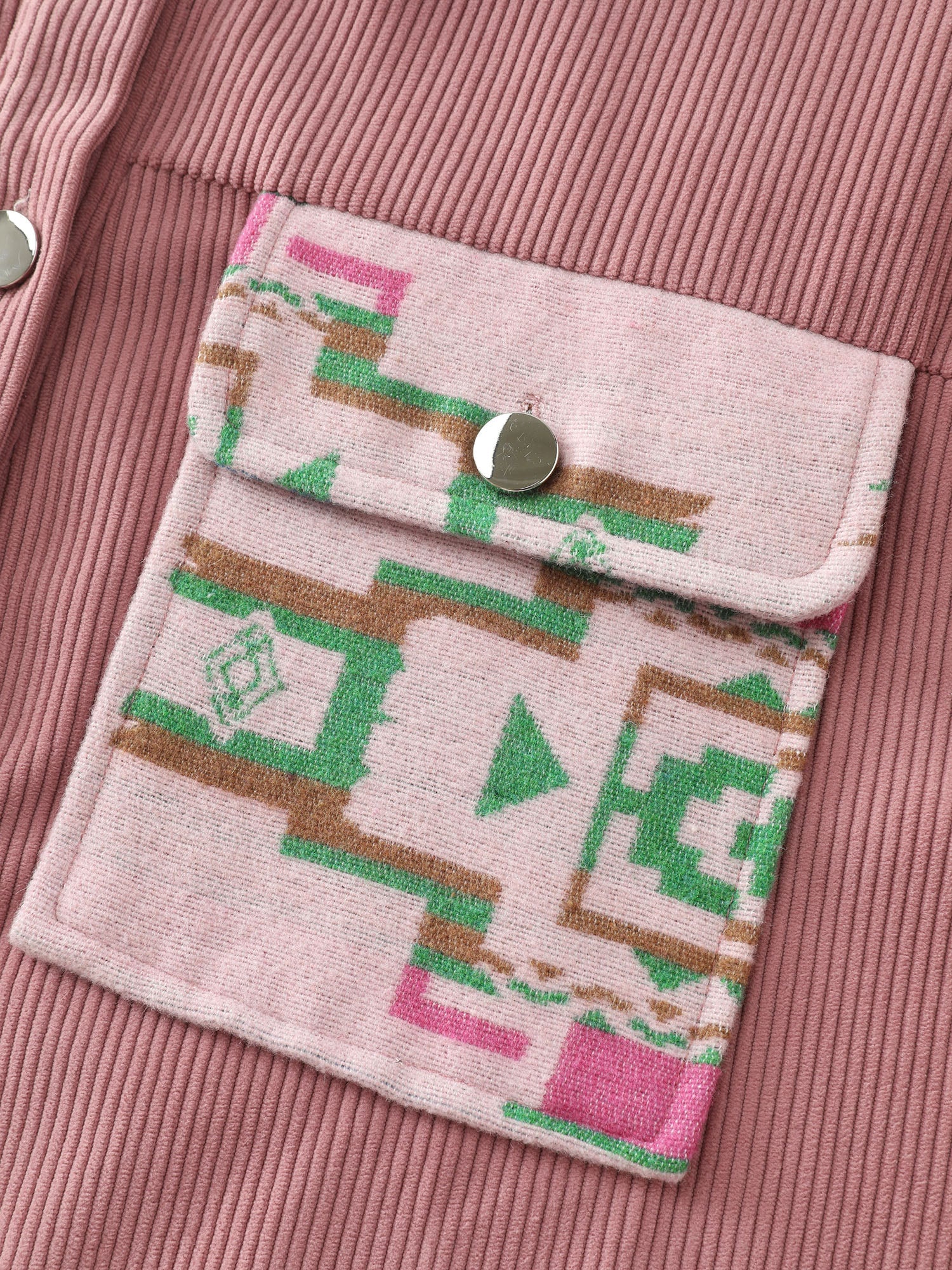 Abstract Print Color Contrast Button-Down Shirt