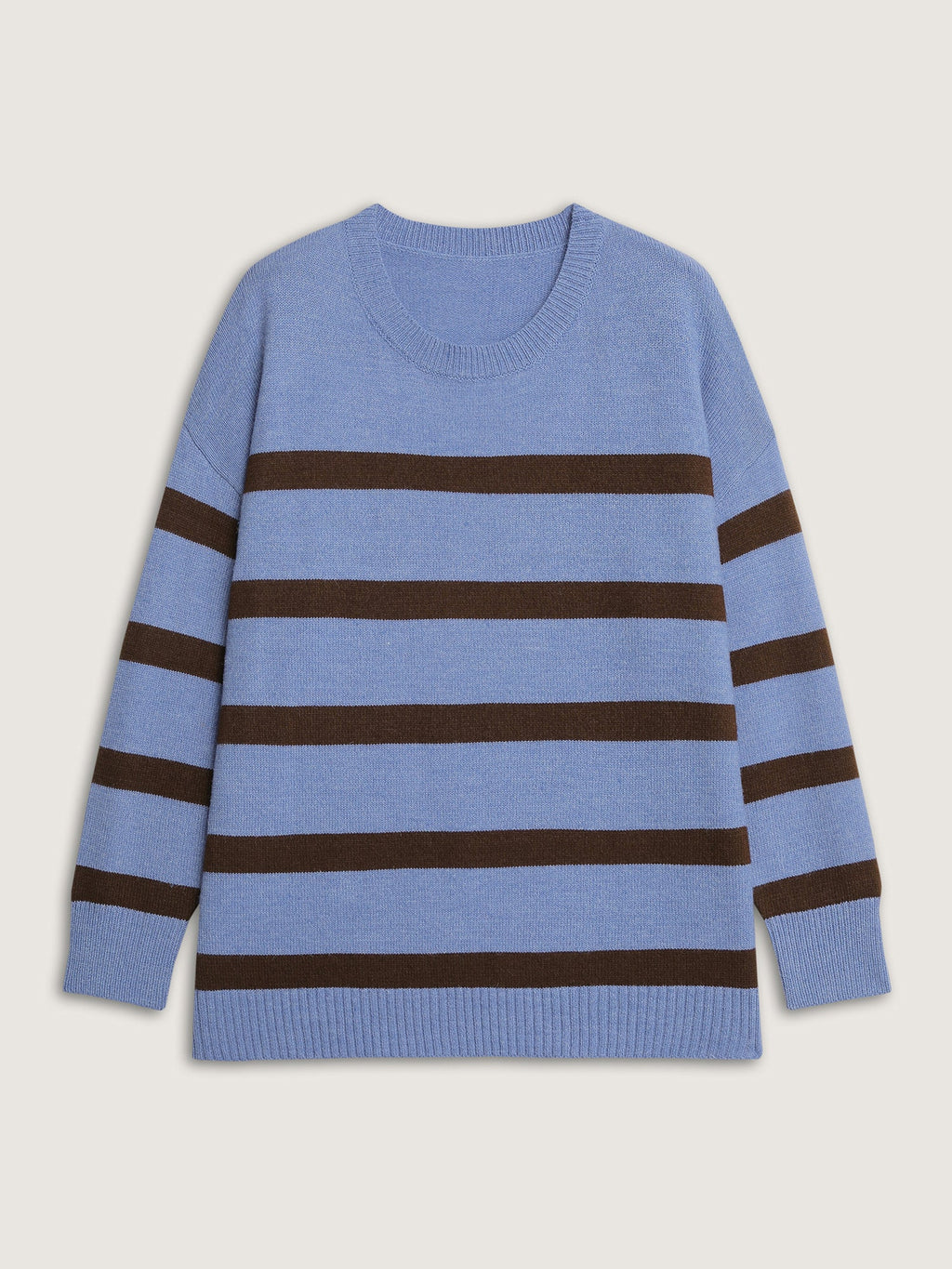 Color Contrast Stripe Heather Textured Pullover