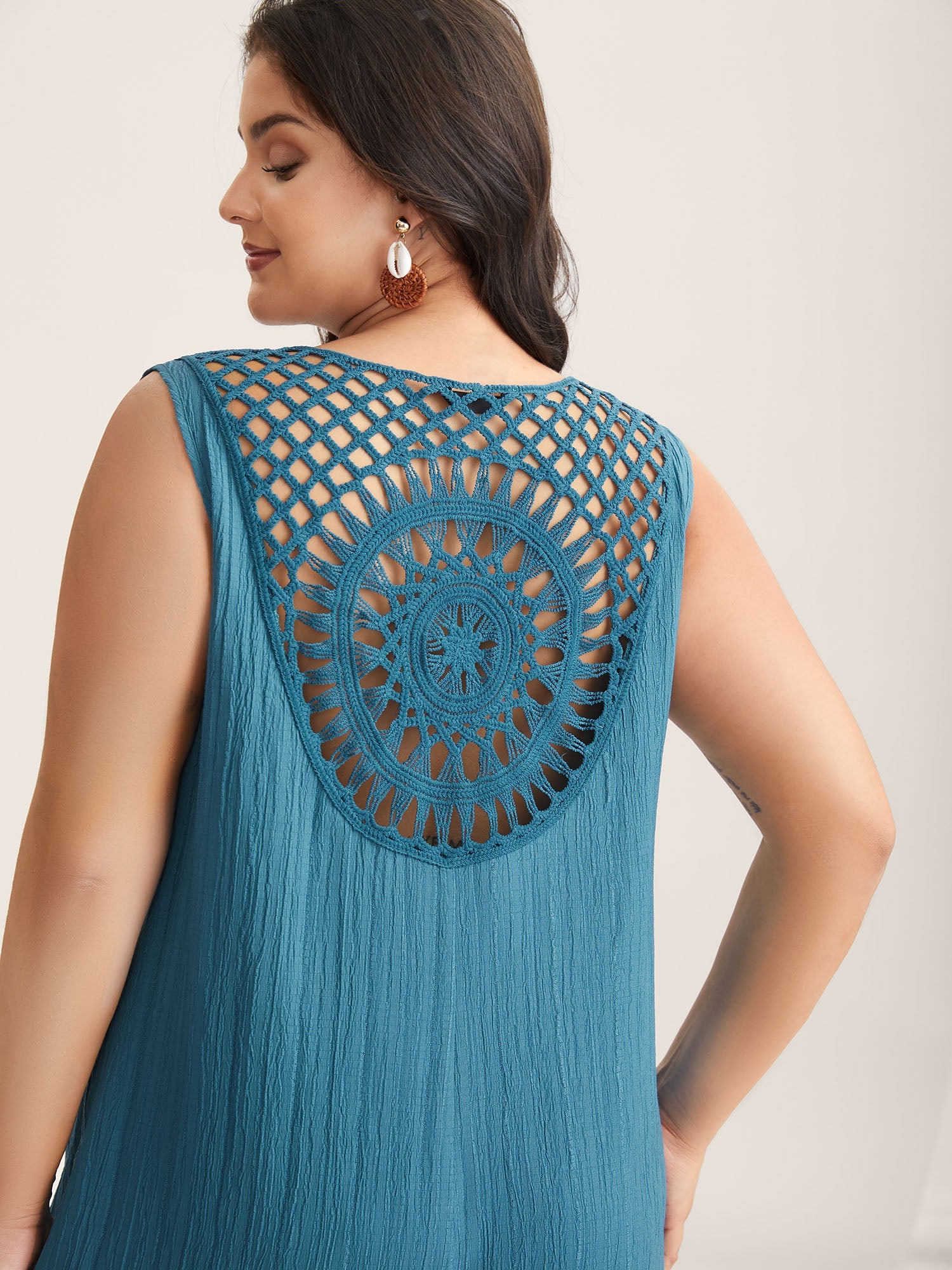 Back Cut-Out Textured Jumpsuit