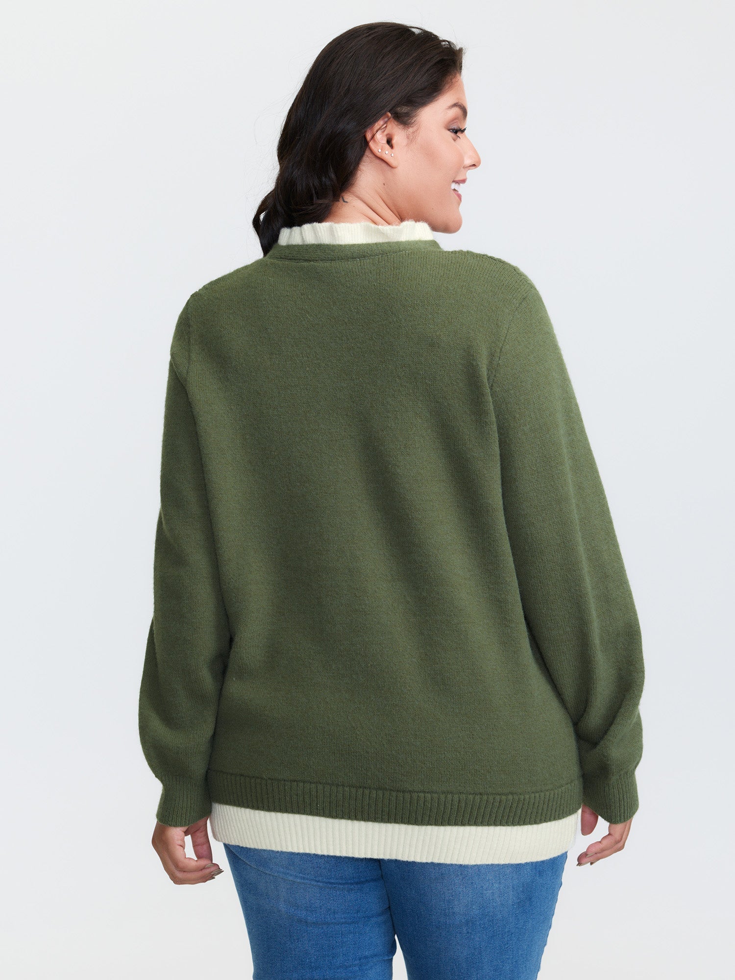 2-in-1 Cableknit Layered Tie Pullover