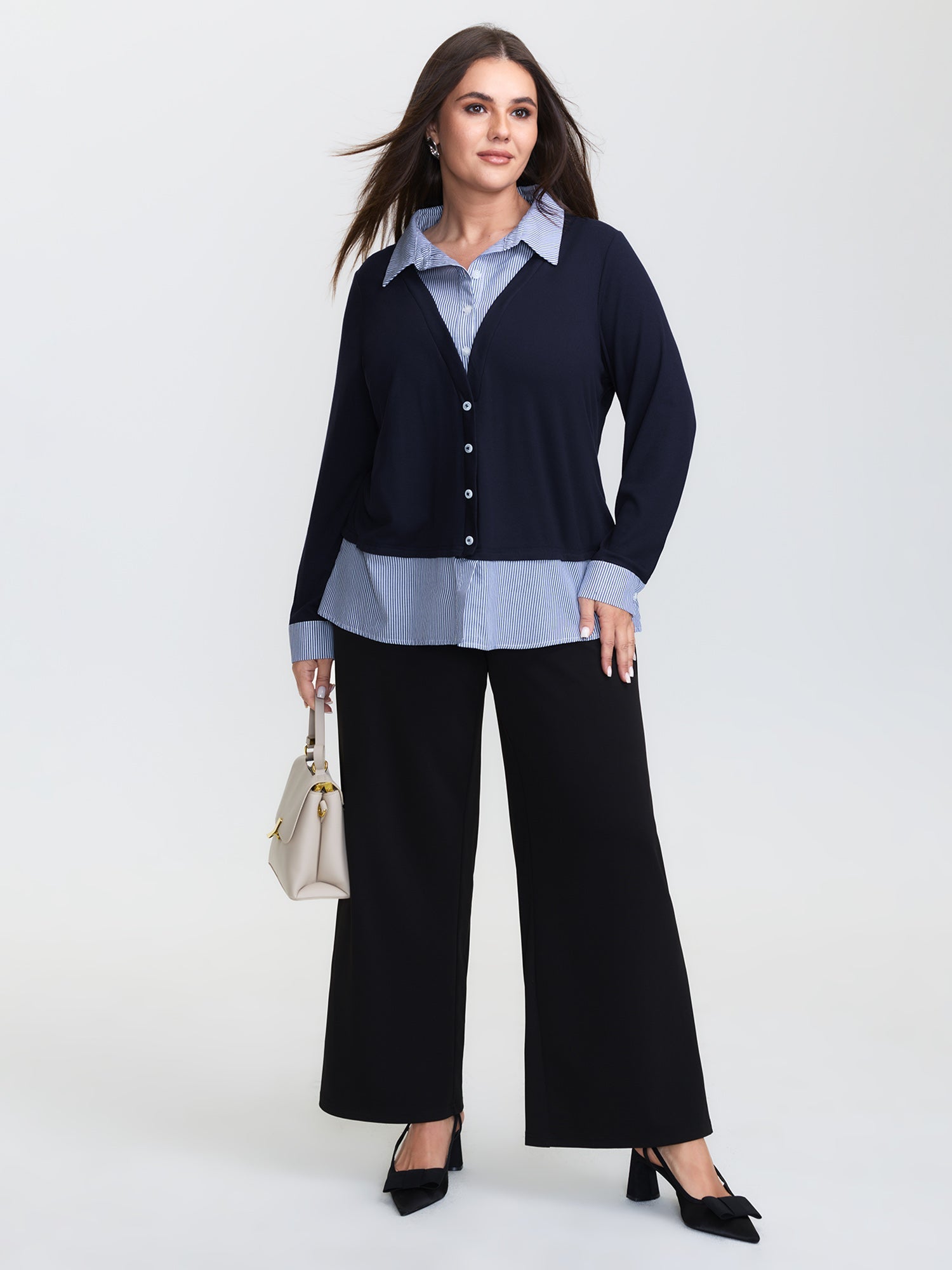 2-in-1 Color Contrast Woven T-Shirt