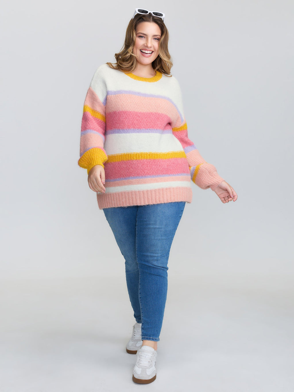 Colorblock Textured Ribbed Hem Pullover