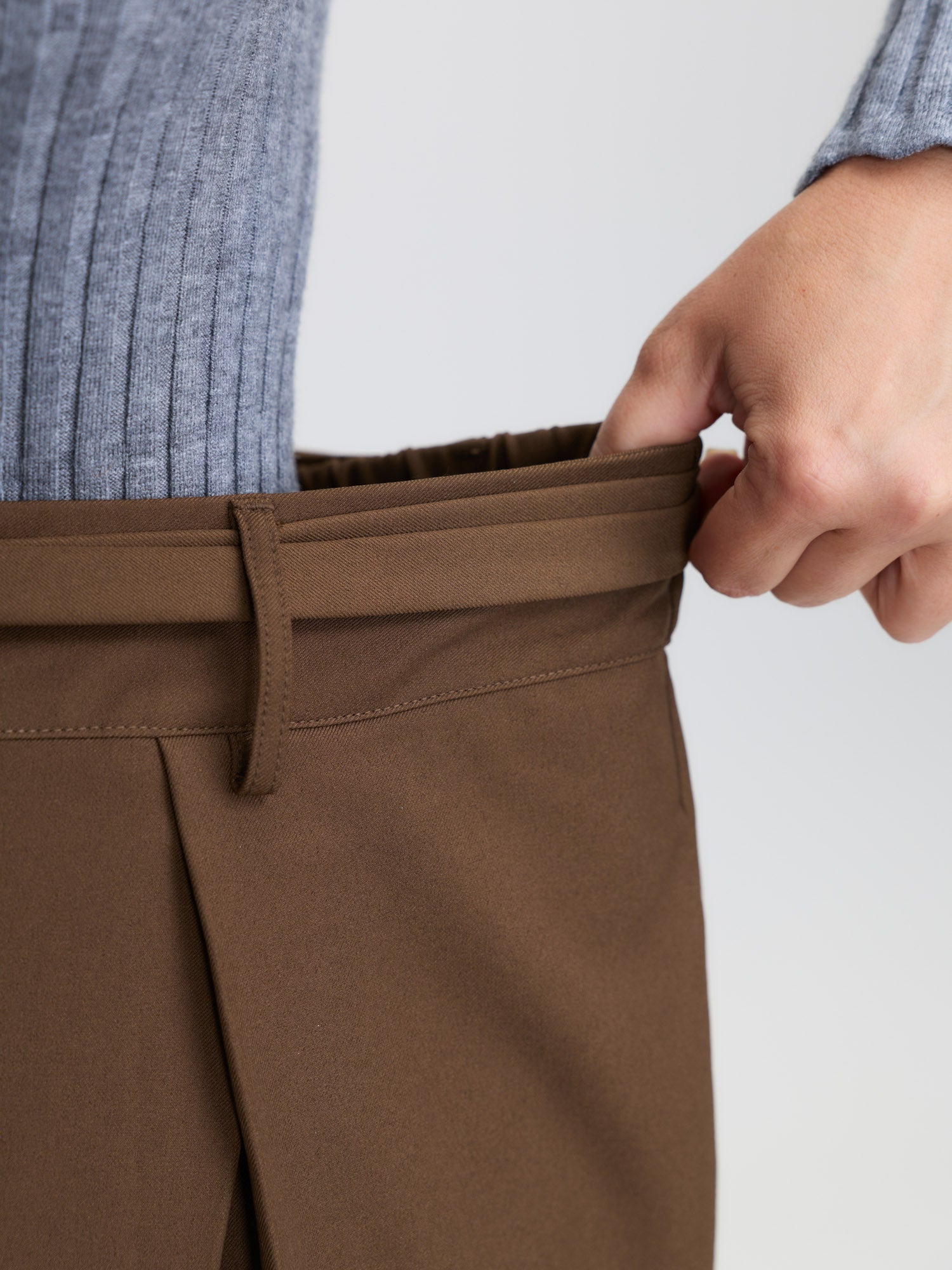 Belted Side Pleated Adjustable Pants