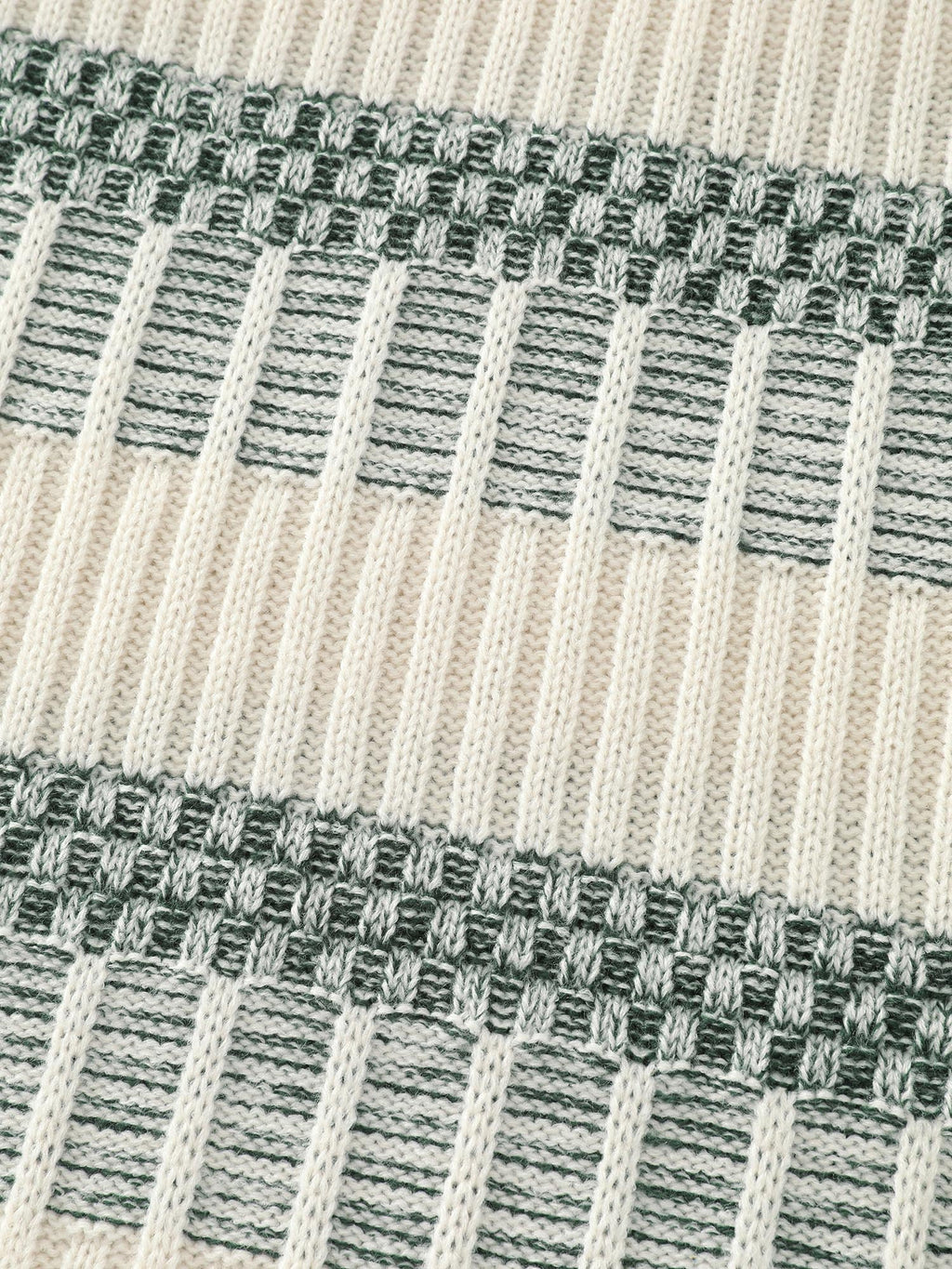 Color Stripes Textured Round Neck Pullover