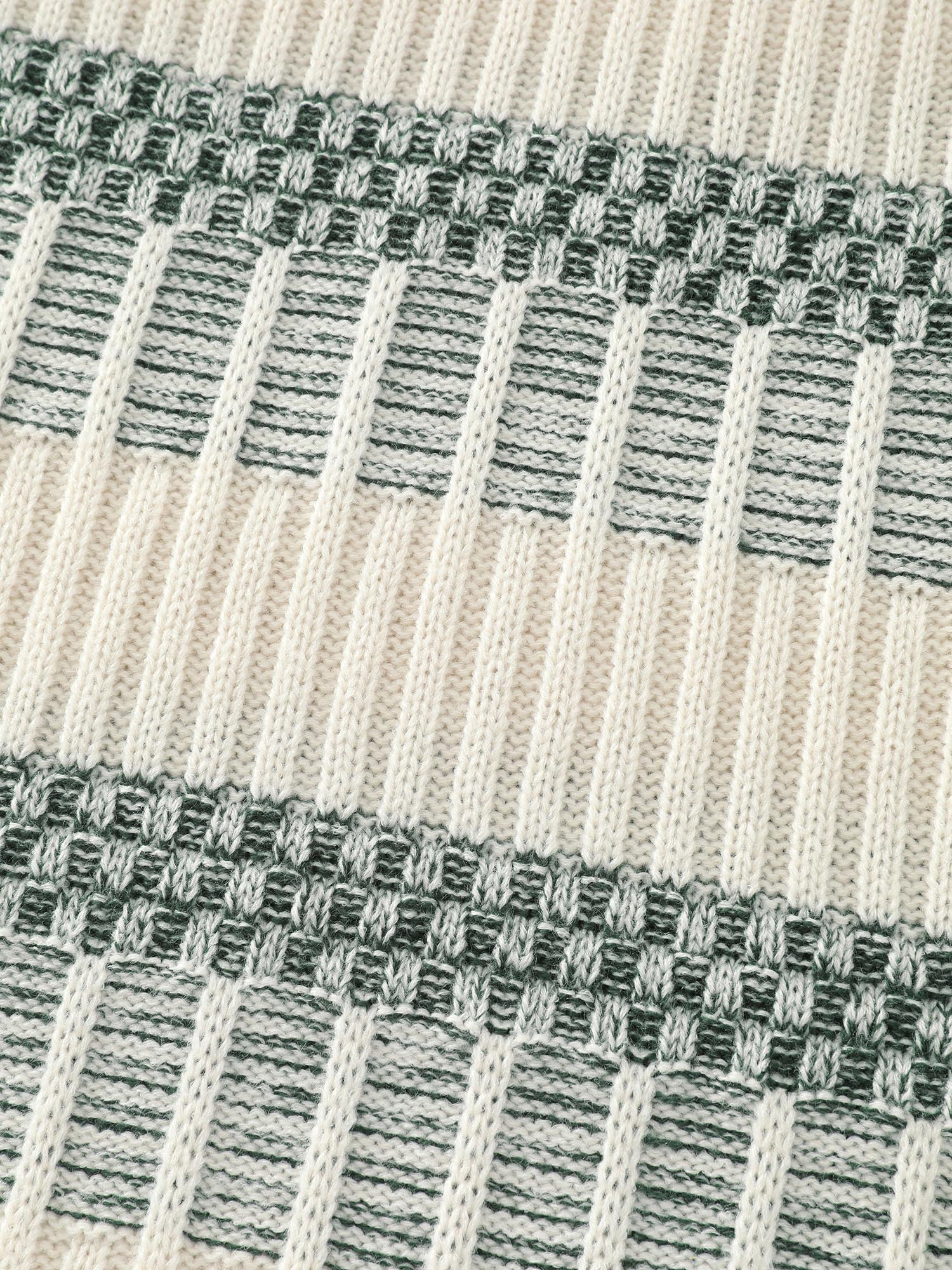 Color Stripes Textured Round Neck Pullover