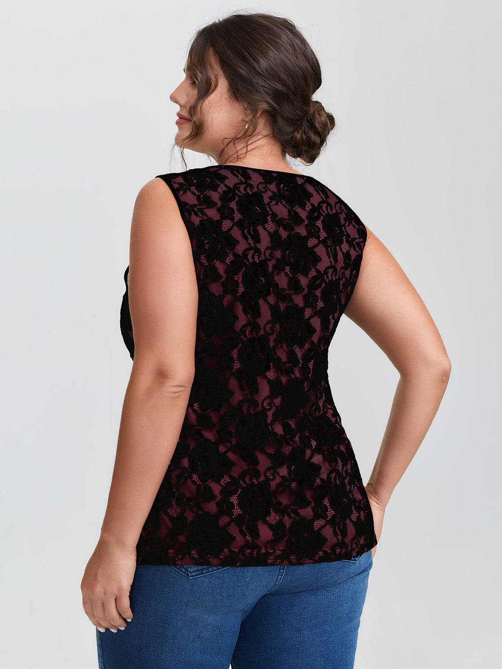 Floral Lace Scoop Neck Tank Top