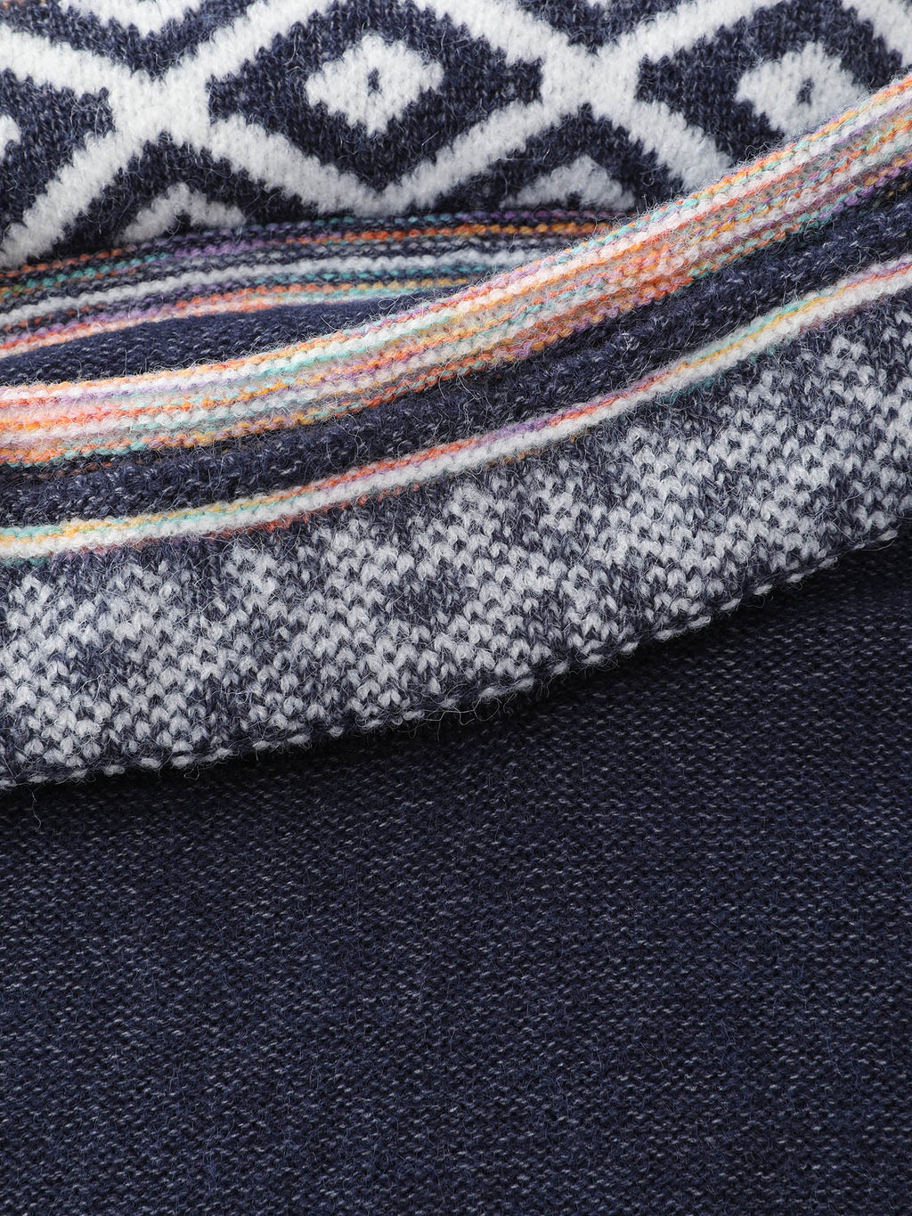 Boho Pattern Color Contrast Turtleneck Pullover