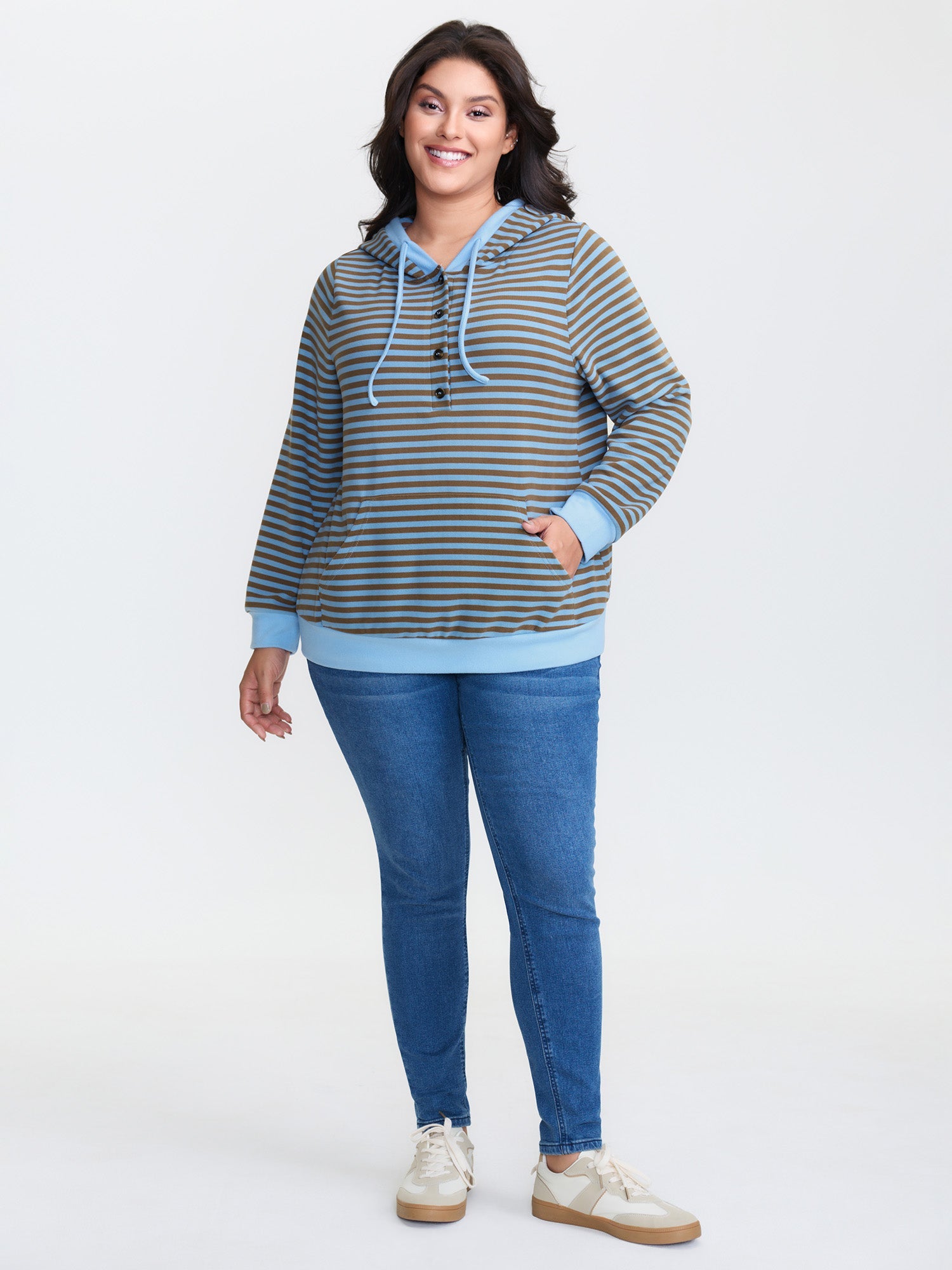 Double-Sided Fleece Stripe Embroidery Sweatshirt