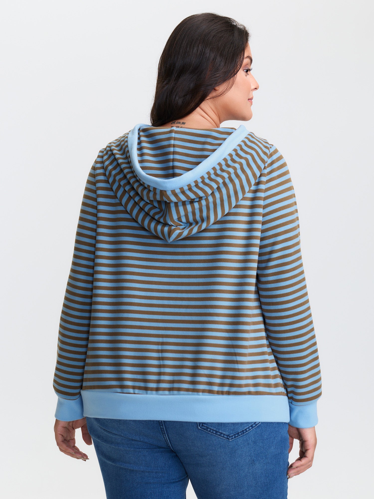 Double-Sided Fleece Stripe Embroidery Sweatshirt