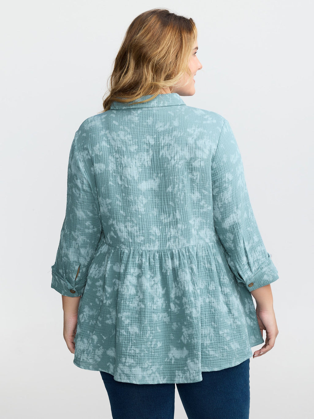 Cotton Snowflake Effect Half-Placket Blouse
