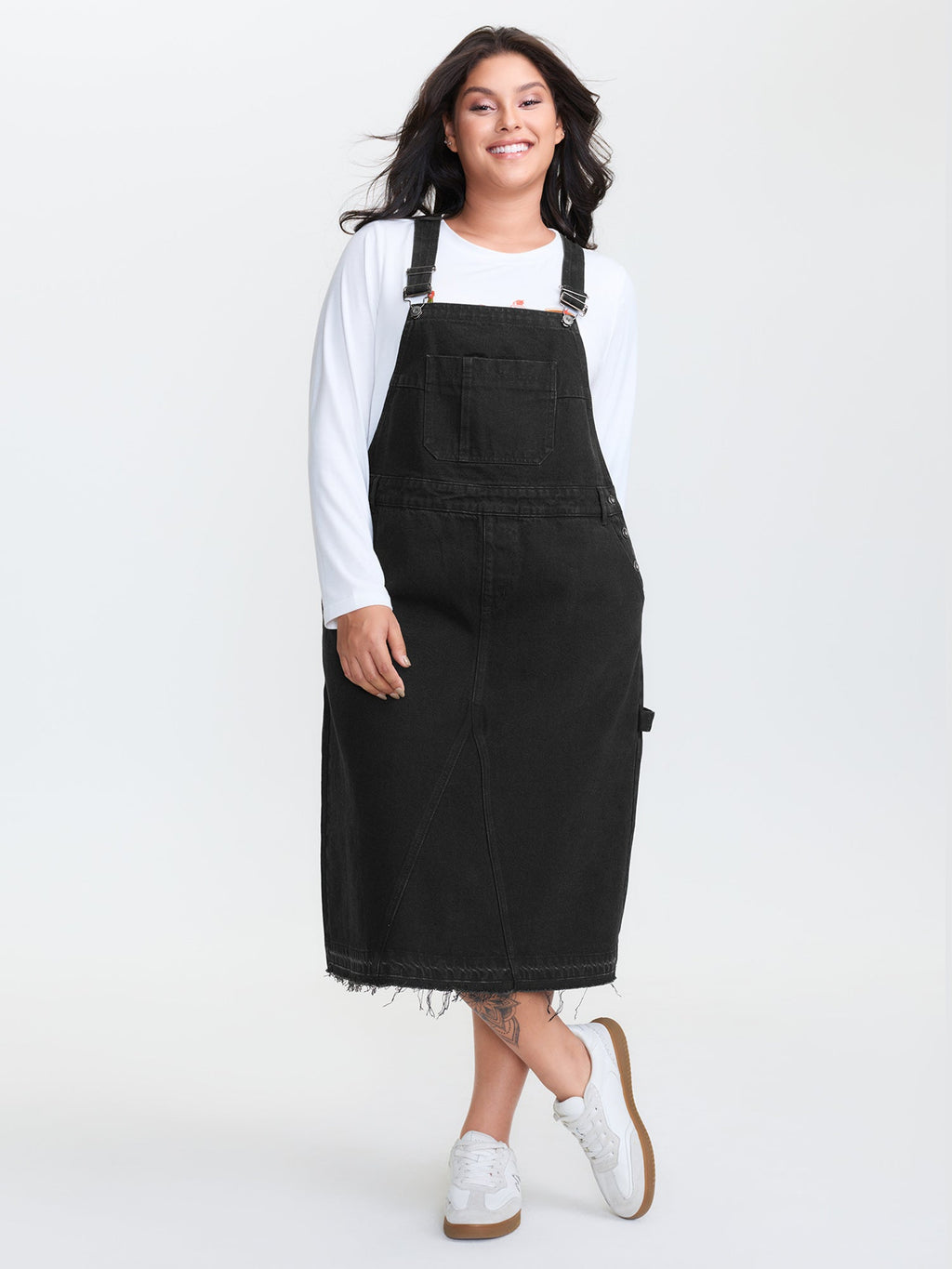 Cotton Overall Adjustable Straps Denim Dress